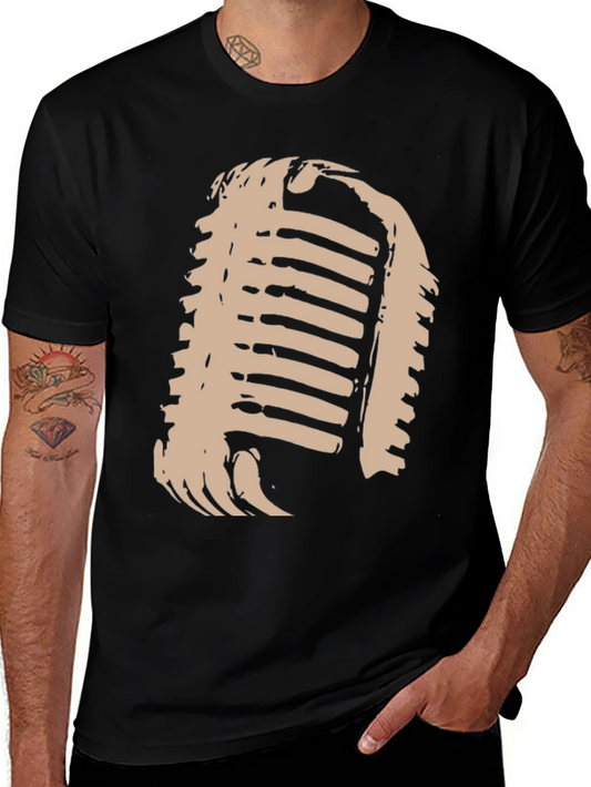 Vintage Microphone Graphic T-Shirt - Classic Style