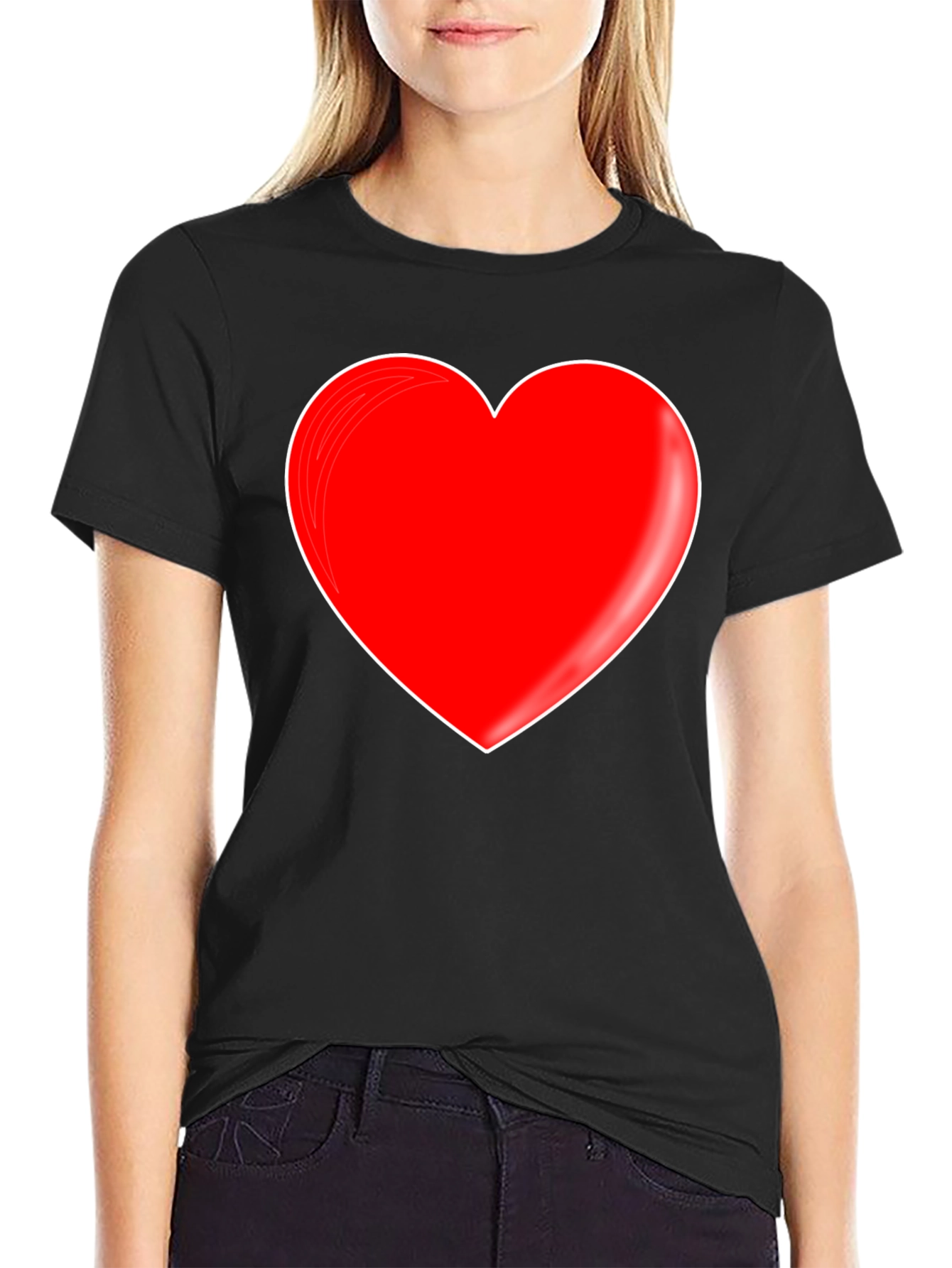 Red Heart Graphic Black T-Shirt