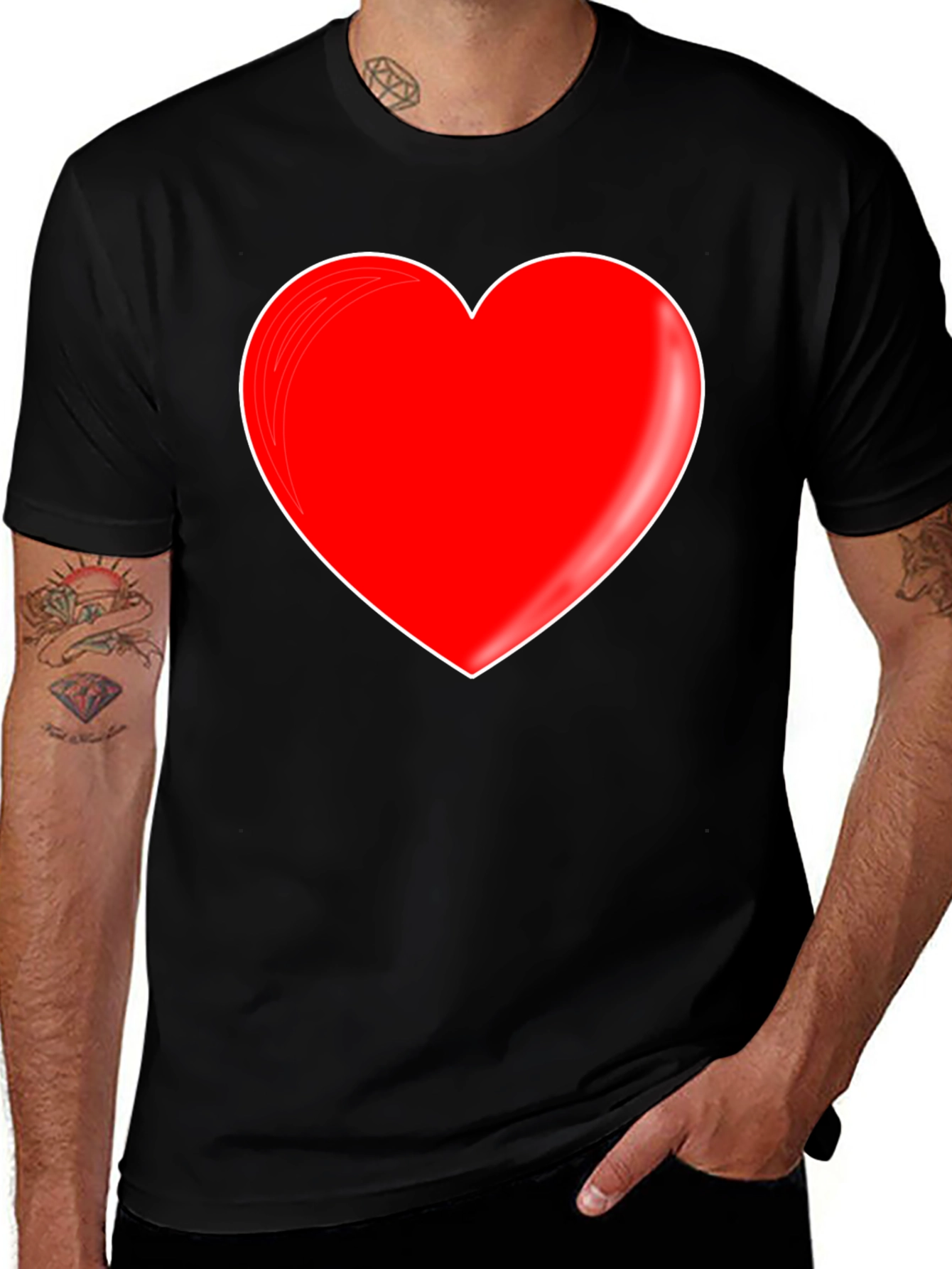 Red Heart Graphic Black T-Shirt