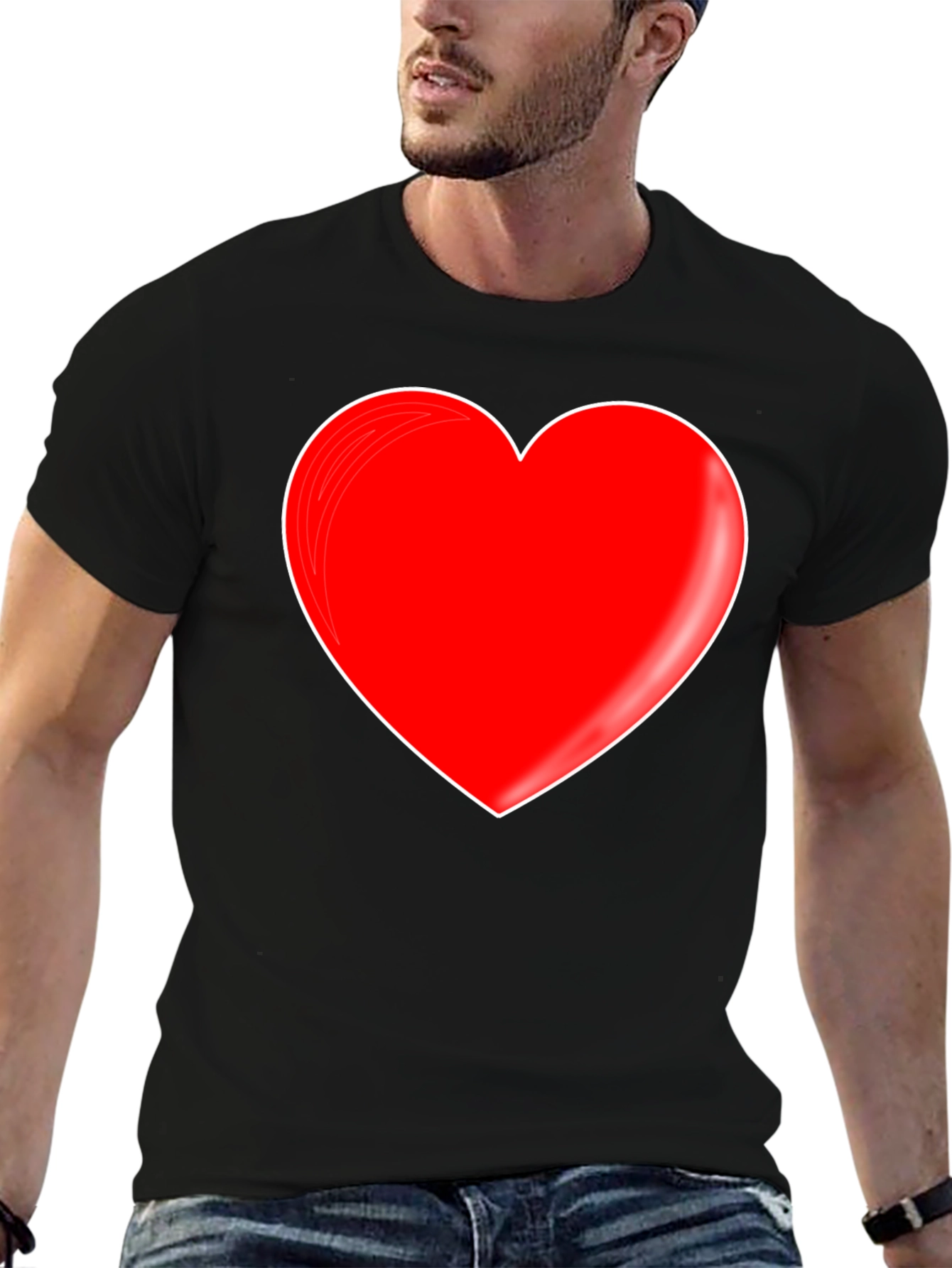 Red Heart Graphic Black T-Shirt