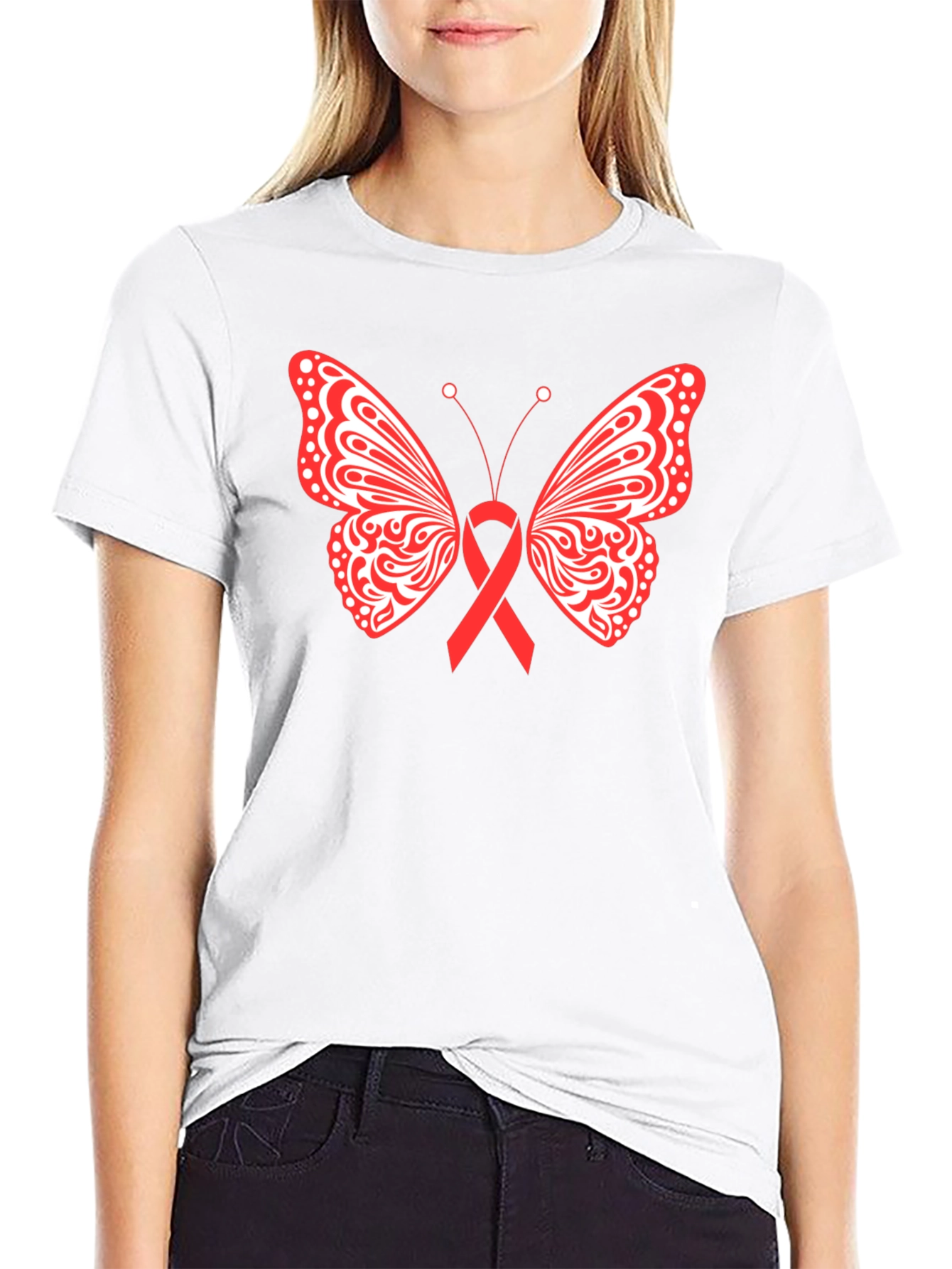Butterfly Ribbon Graphic Tee - Black