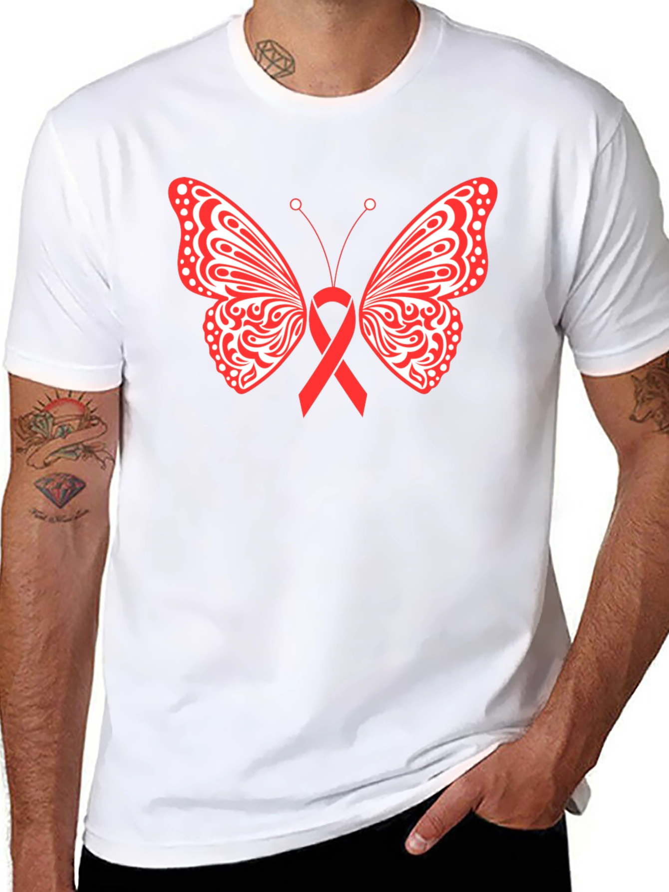 Butterfly Ribbon Graphic Tee - Black