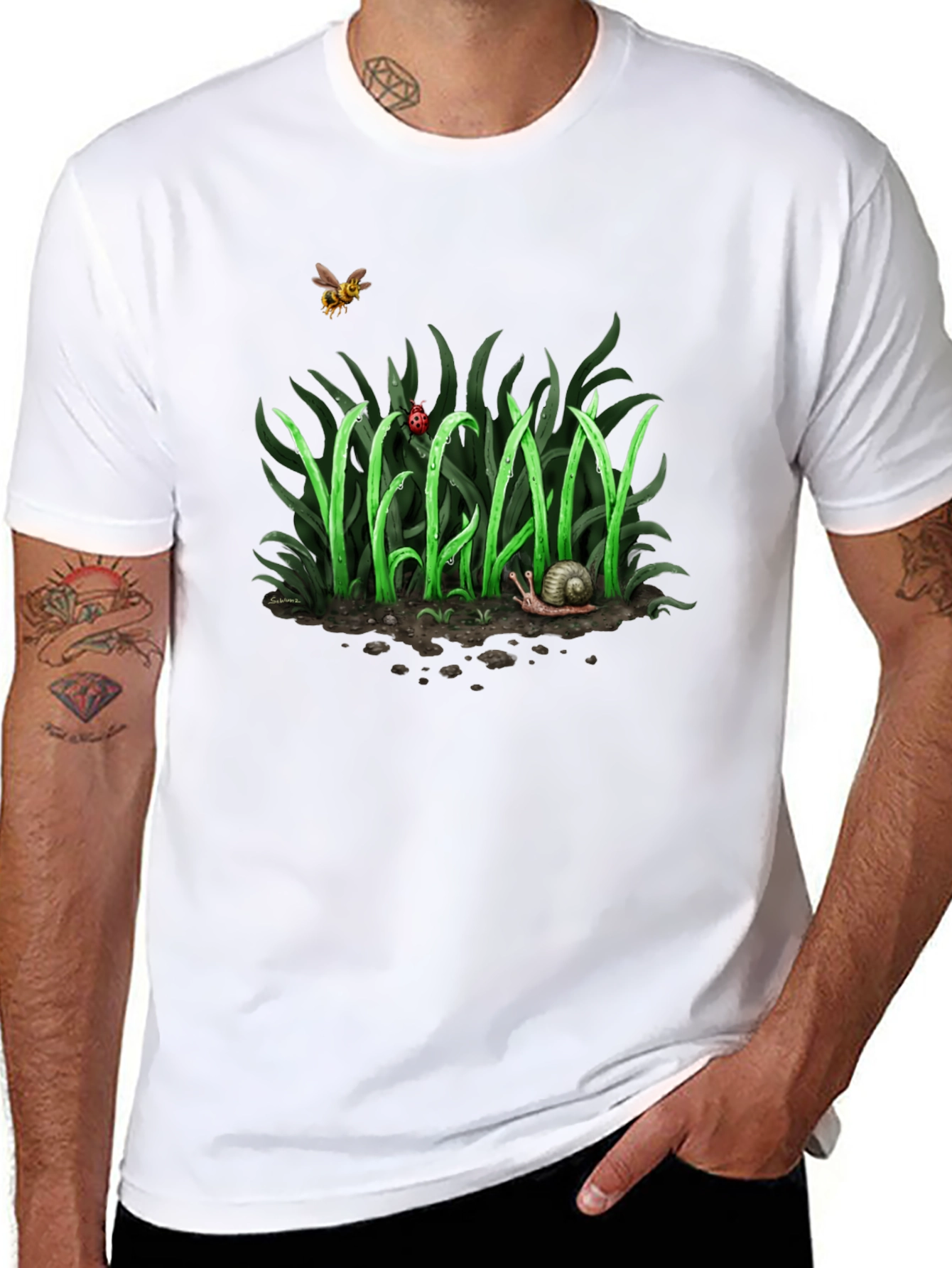 Vegan Nature Graphic T-Shirt - Black Crew Neck Tee