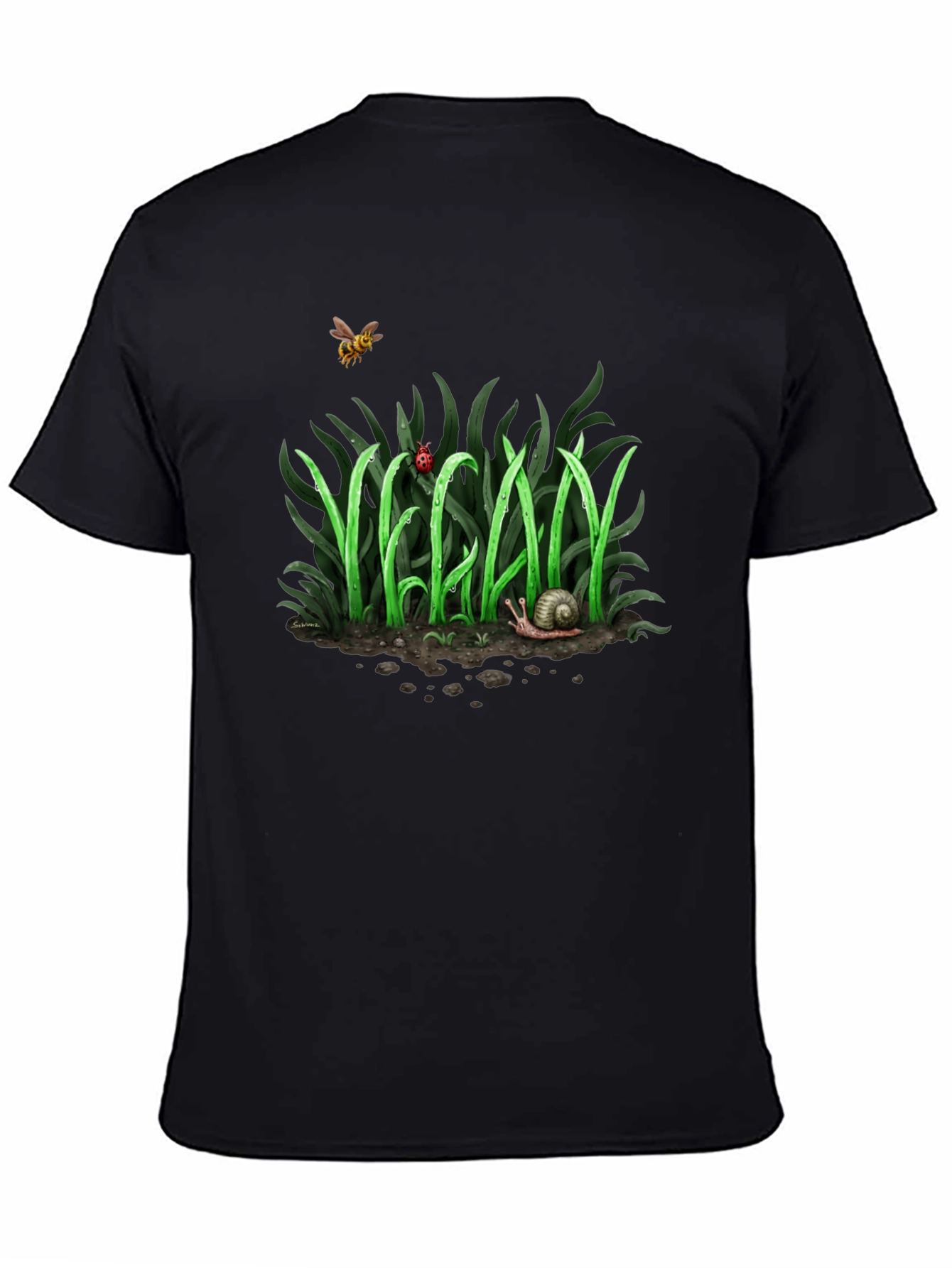 Vegan Nature Graphic T-Shirt - Black Crew Neck Tee