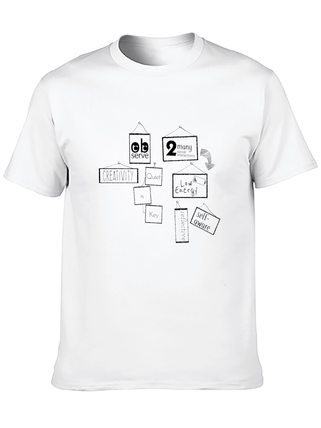 Abstract Frame Design T-Shirt - Black