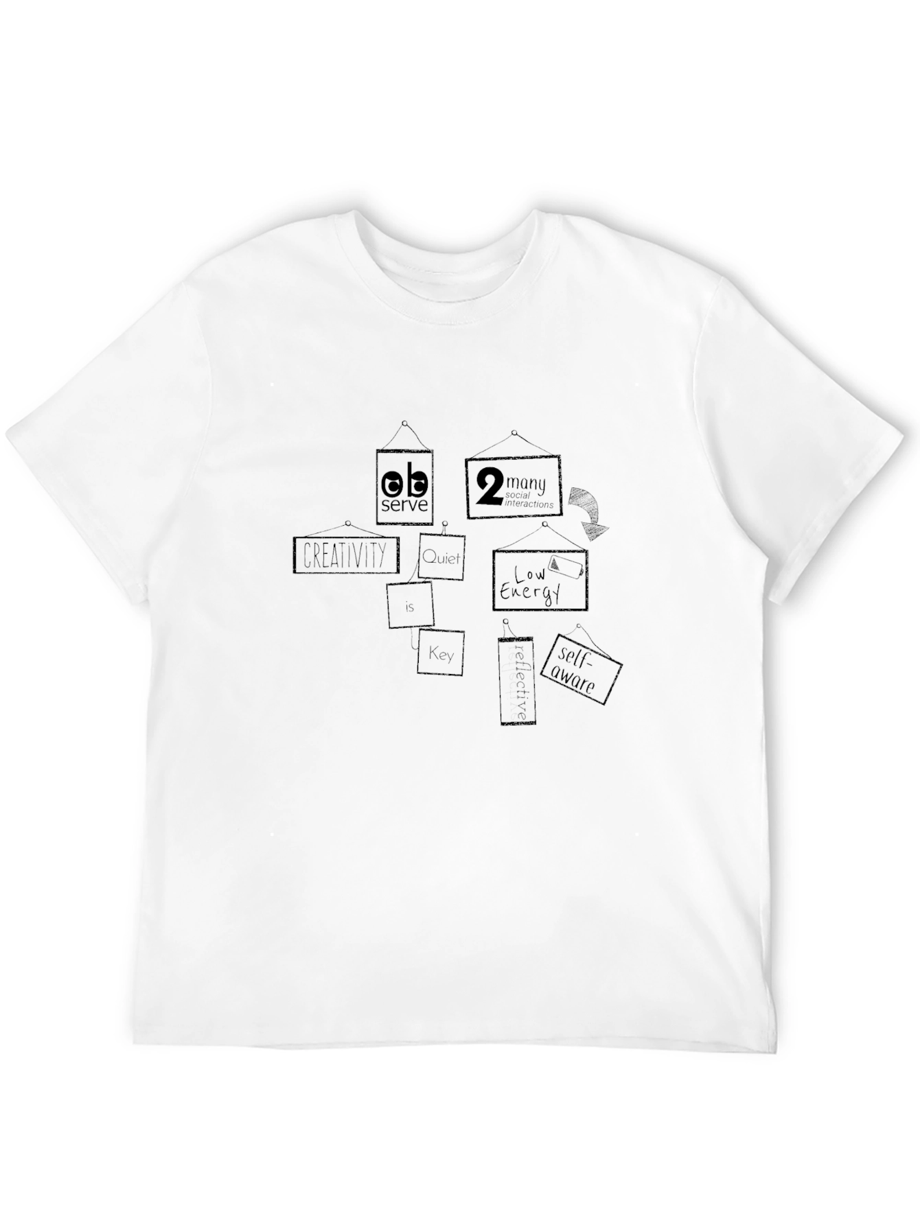 Abstract Frame Design T-Shirt - Black