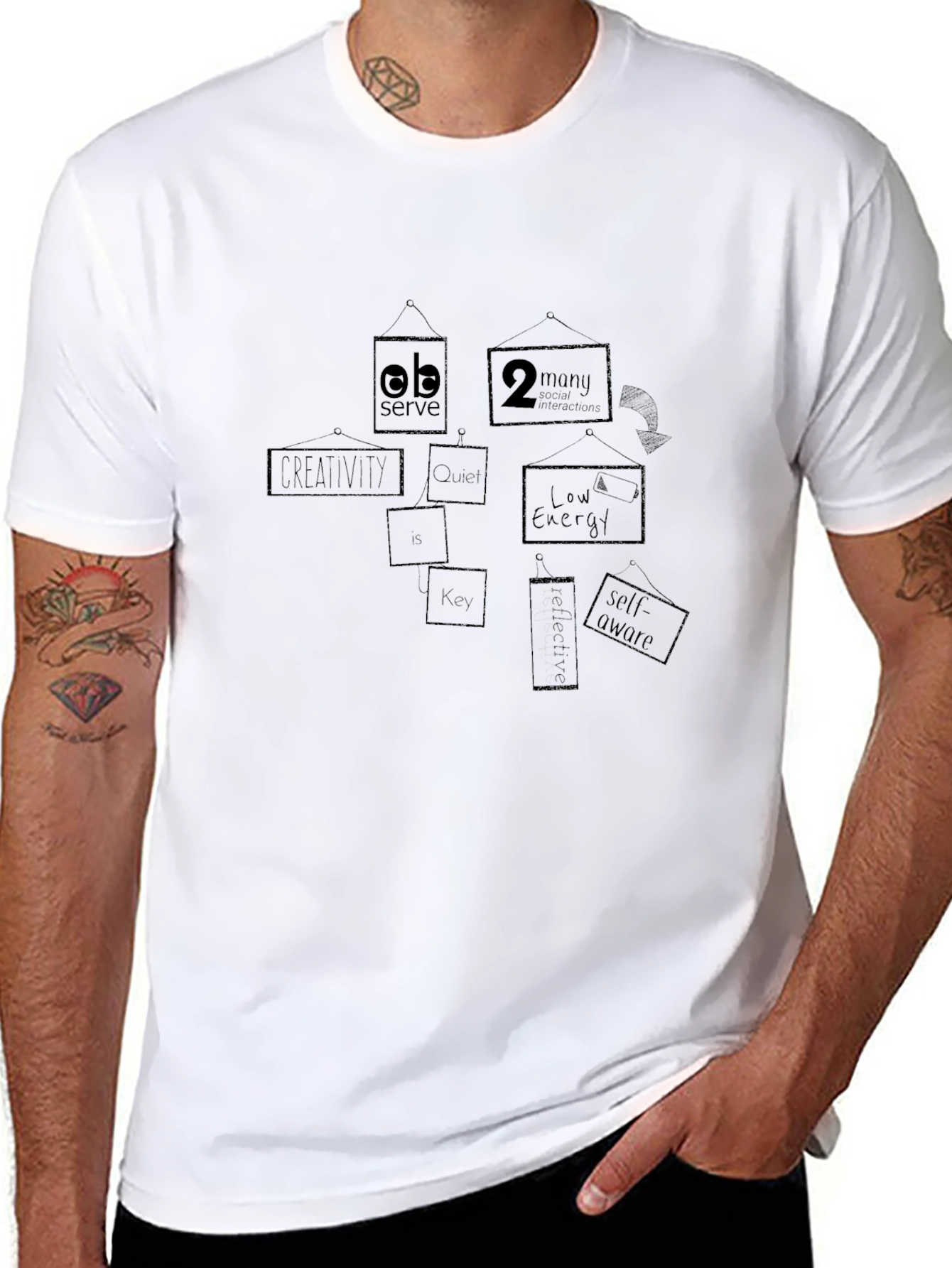 Abstract Frame Design T-Shirt - Black