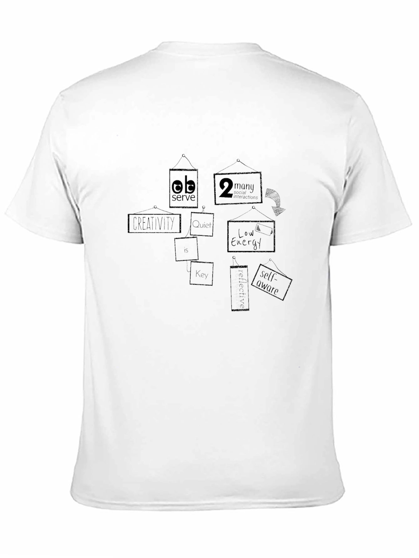 Abstract Frame Design T-Shirt - Black