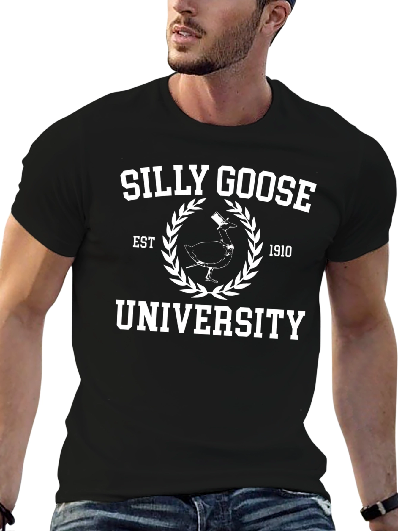 Silly Goose University Black Graphic T-Shirt