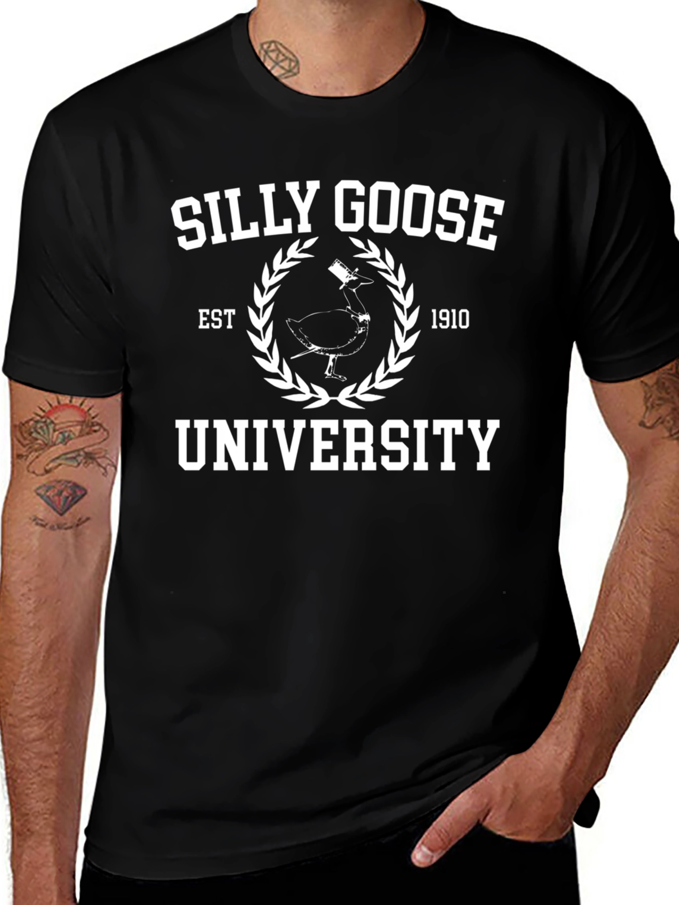 Silly Goose University Black Graphic T-Shirt