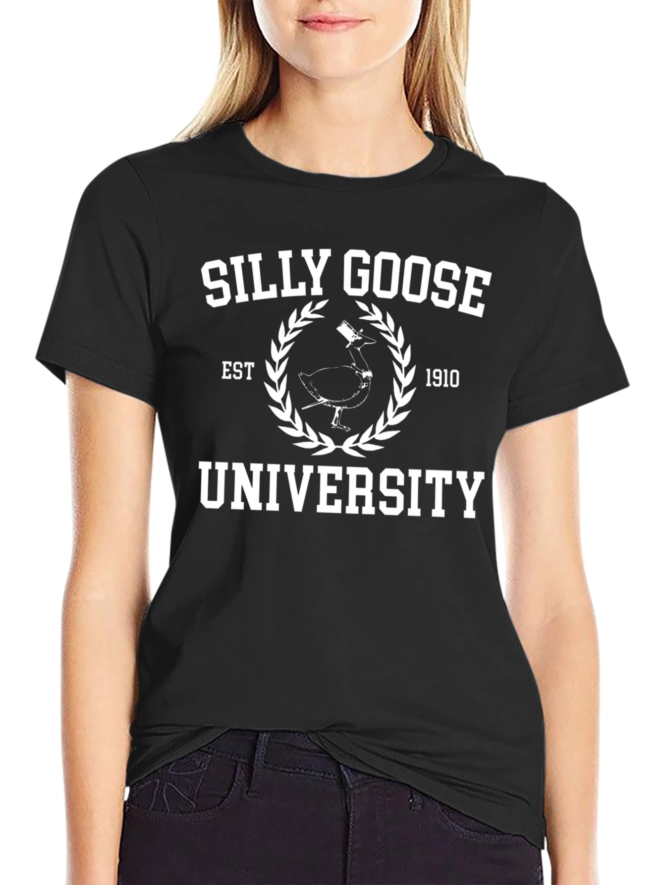 Silly Goose University Black Graphic T-Shirt