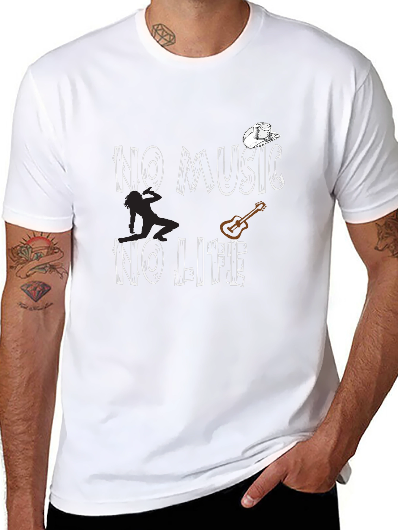 No Music No Life Graphic Tee - Black