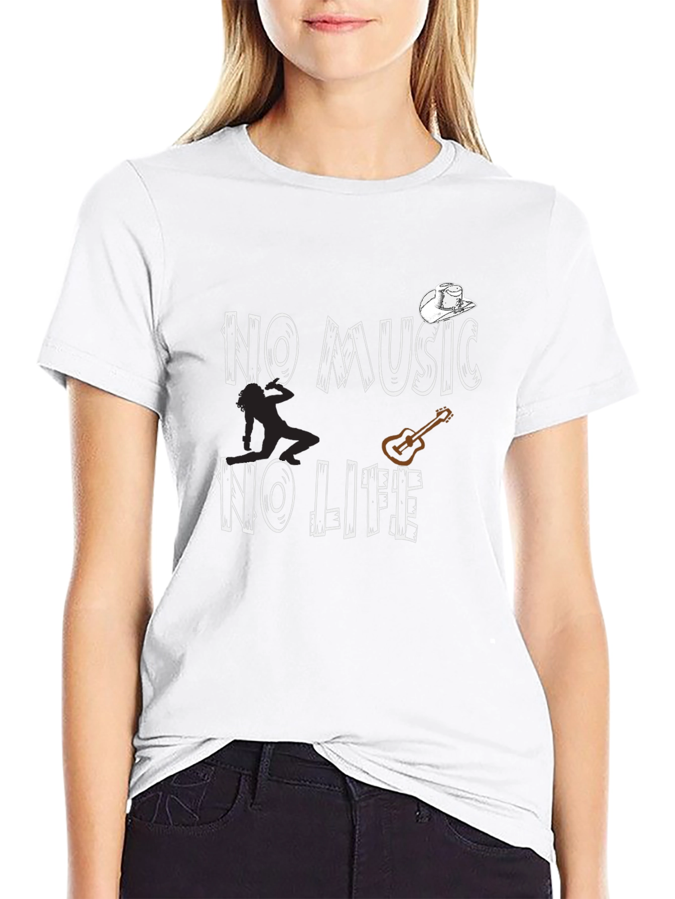 No Music No Life Graphic Tee - Black