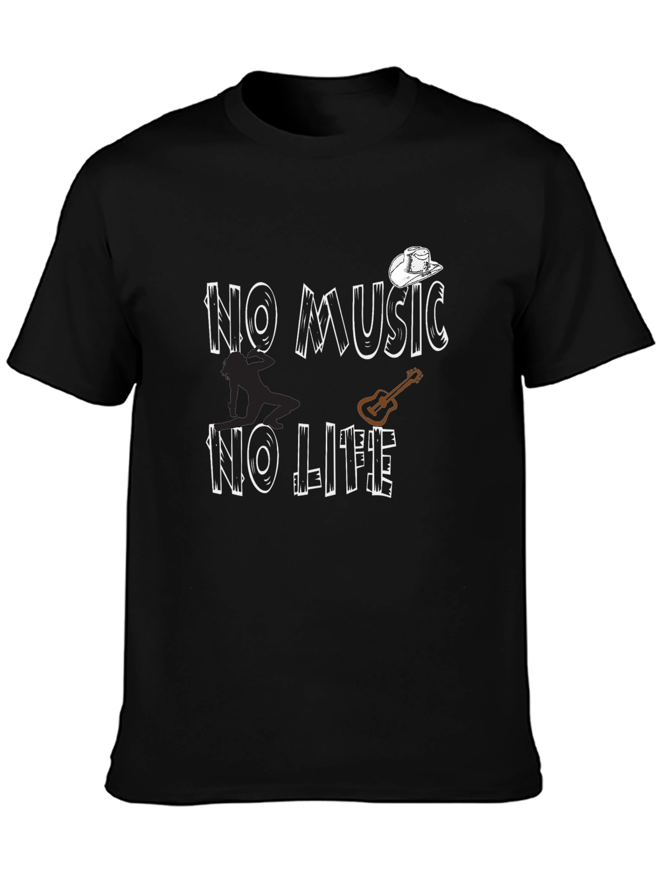 No Music No Life Graphic Tee - Black