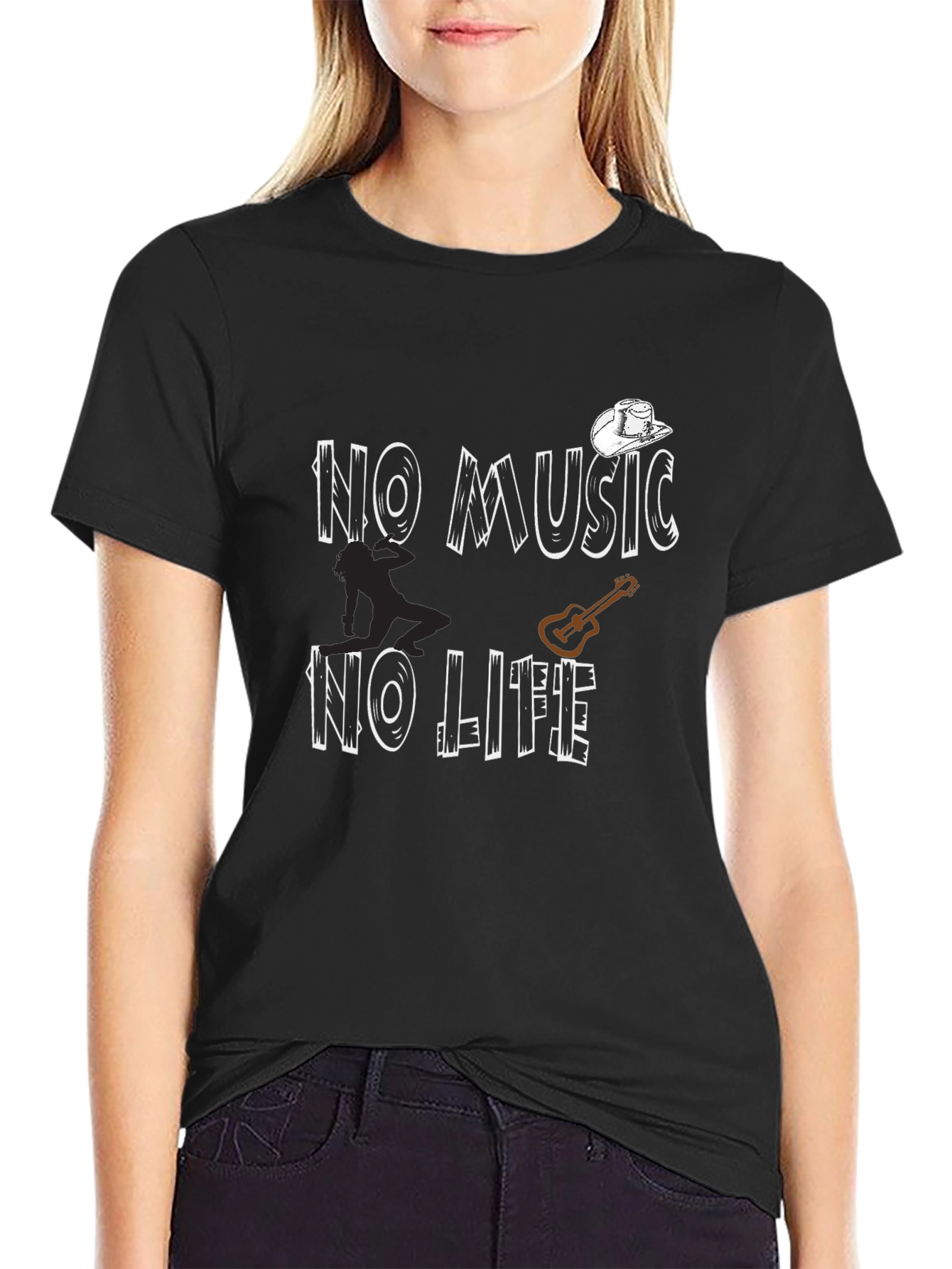 No Music No Life Graphic Tee - Black