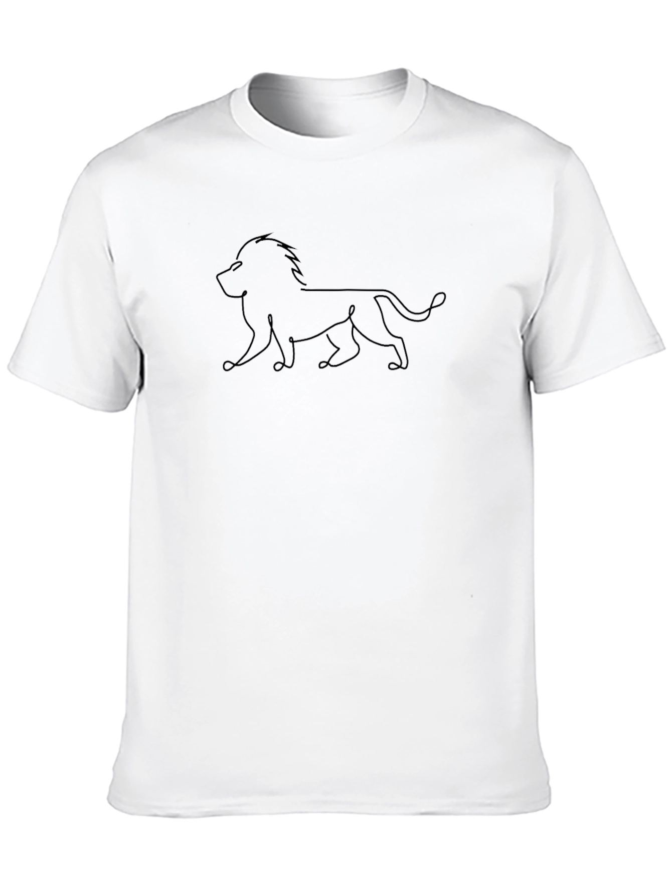 Lion One-Line Art Black T-Shirt