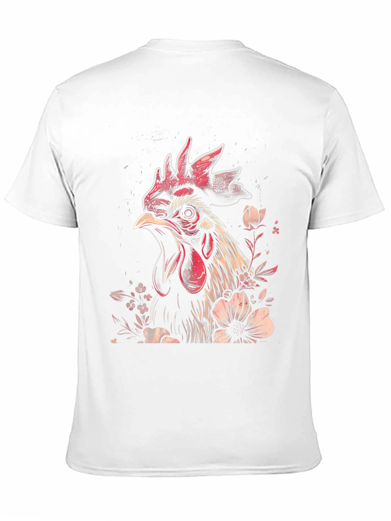 Floral Rooster Graphic Tee - Black