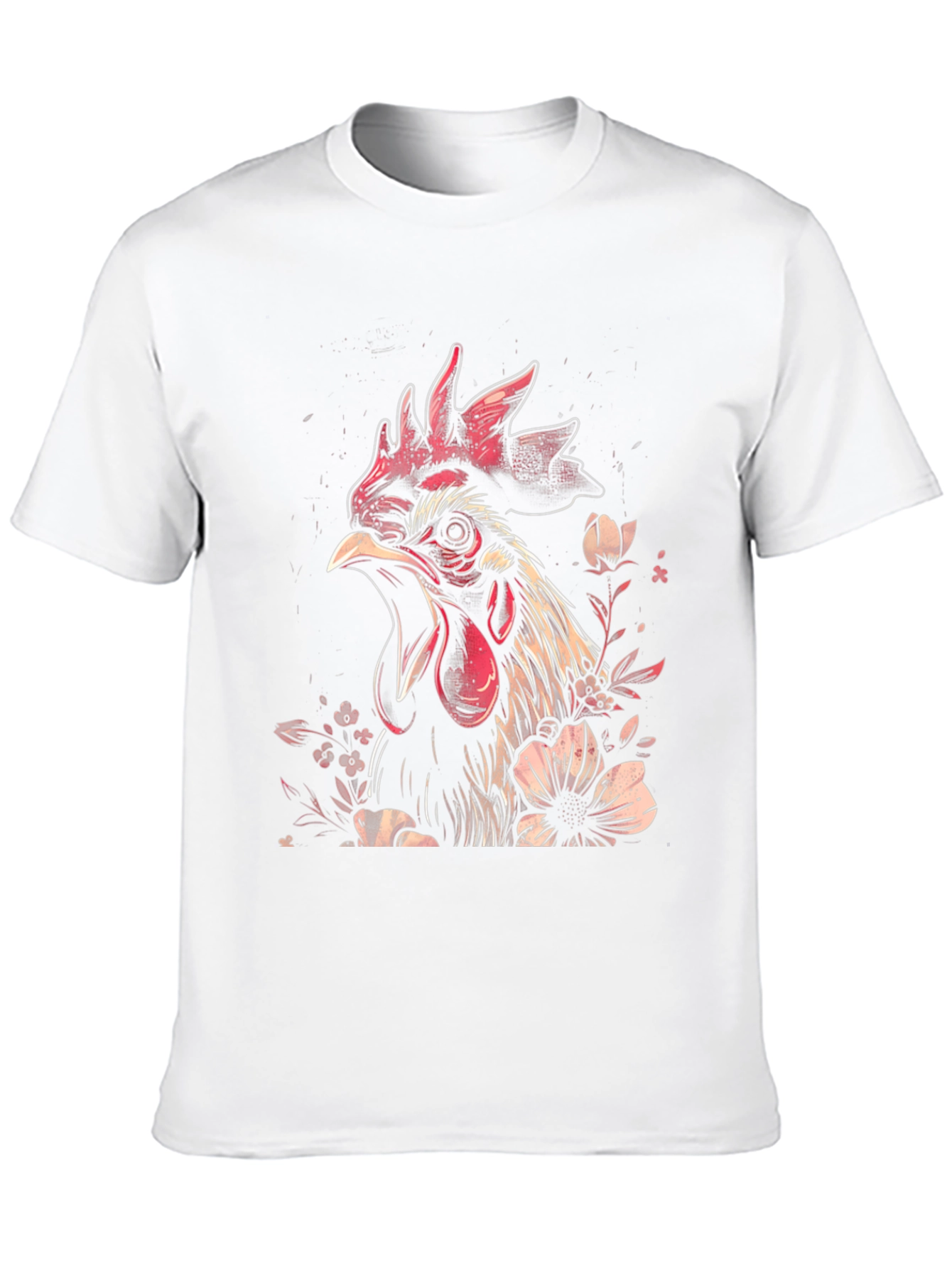 Floral Rooster Graphic Tee - Black