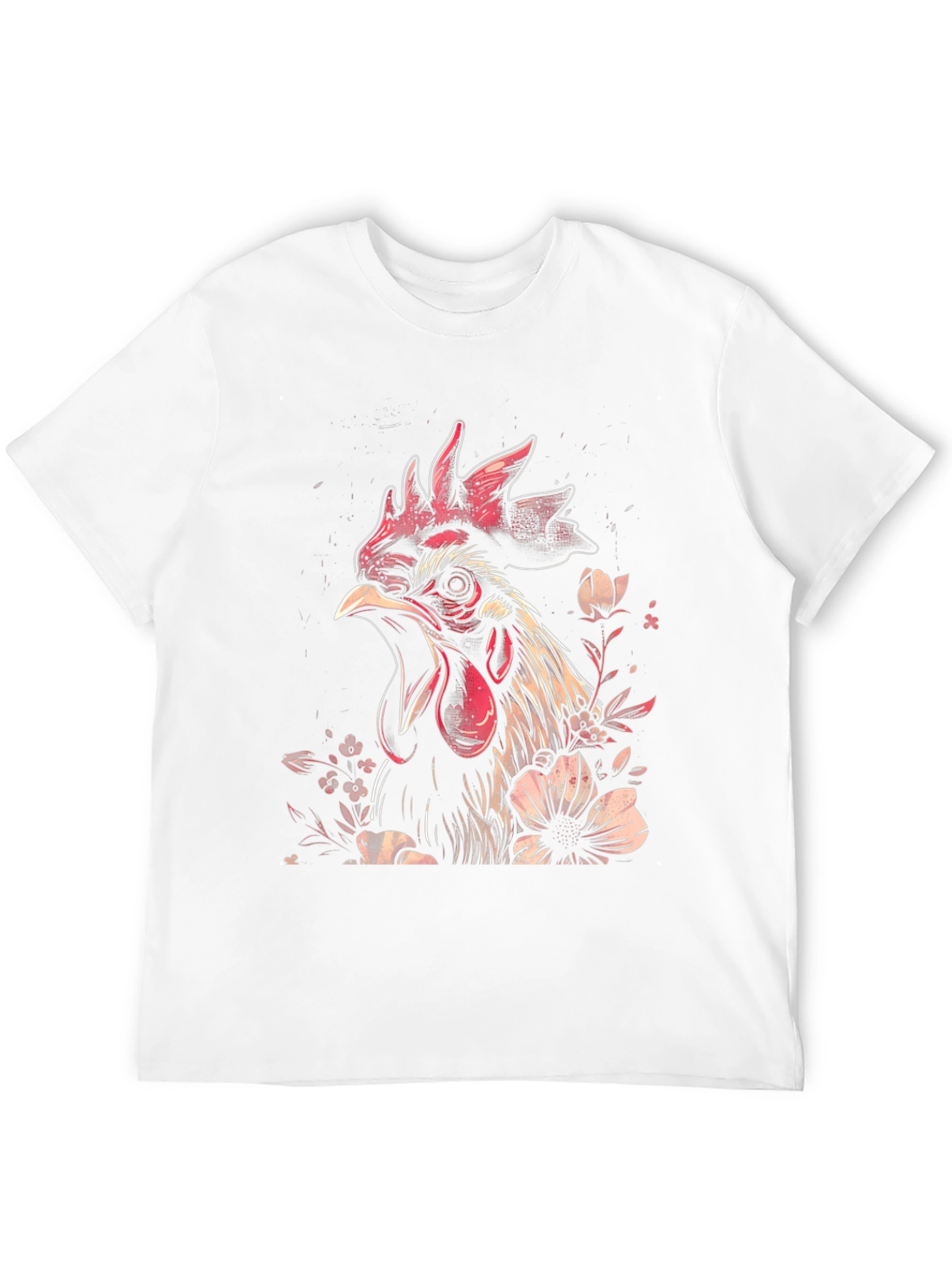 Floral Rooster Graphic Tee - Black