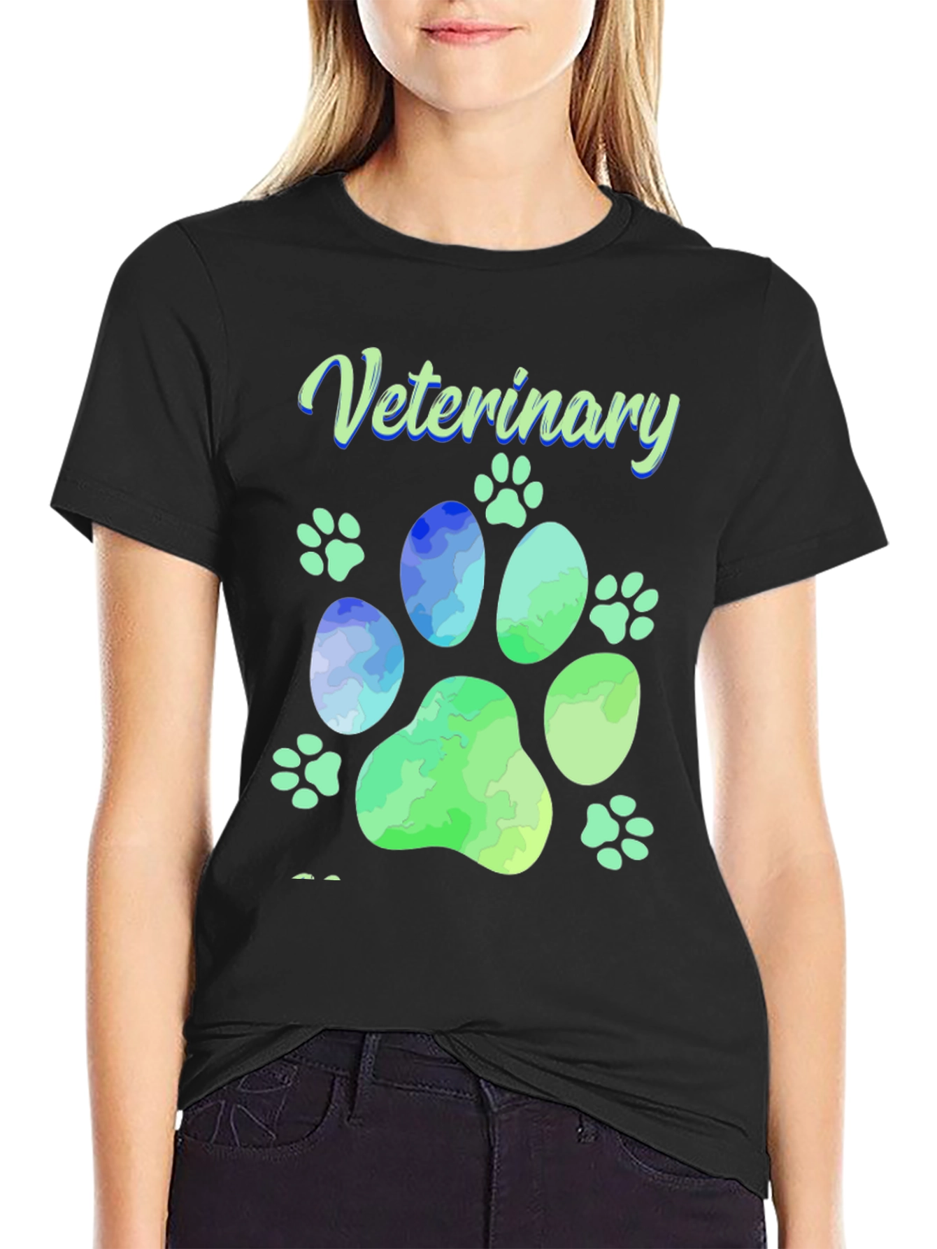 Veterinary Paw Print Graphic T-Shirt