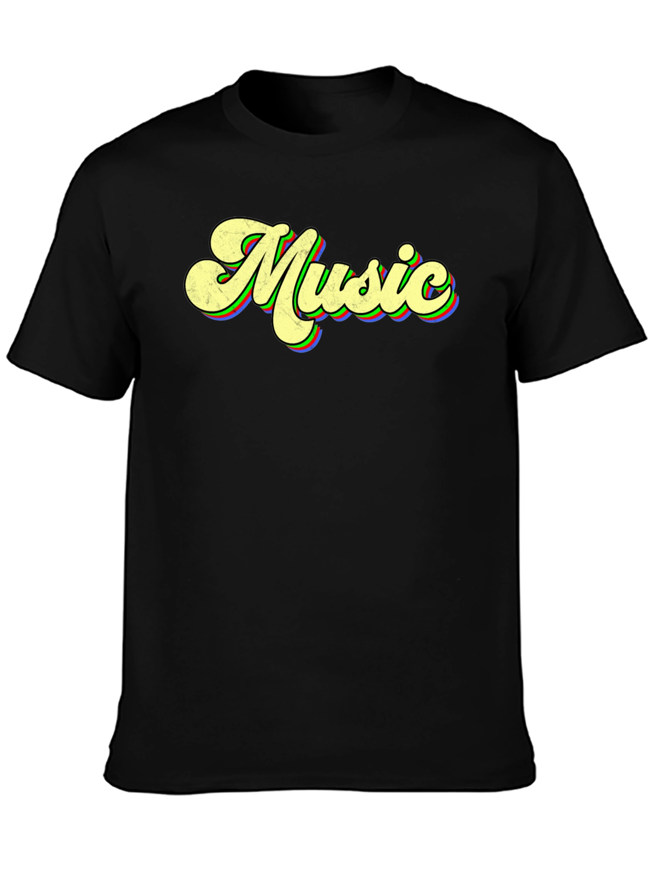 Retro Music T-Shirt - Black Crew Neck Tee
