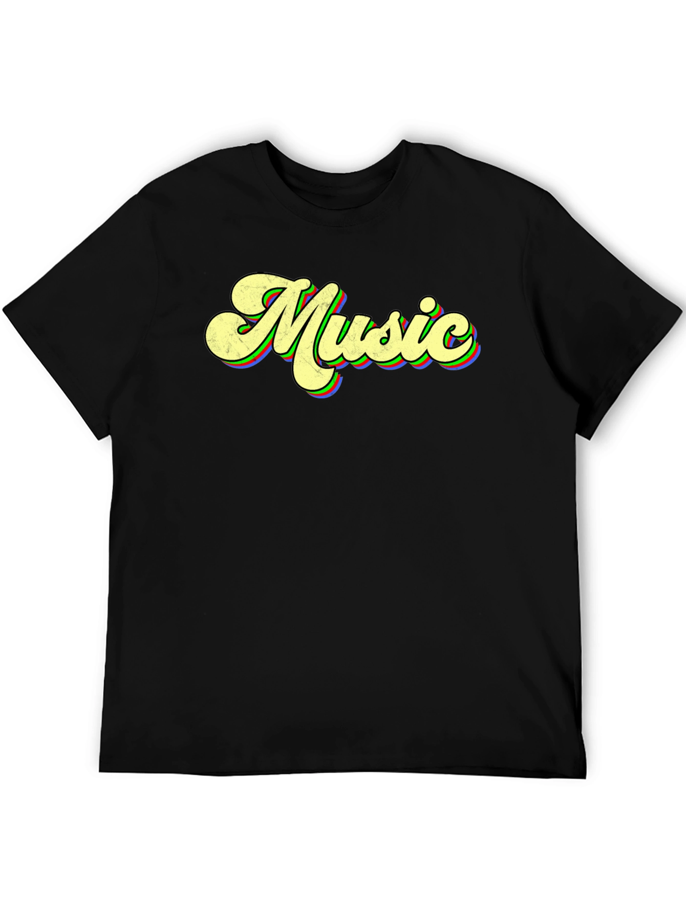 Retro Music T-Shirt - Black Crew Neck Tee