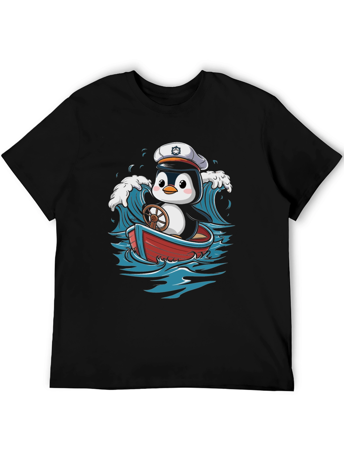 Cute Penguin Sailor T-Shirt - Nautical Cartoon Tee