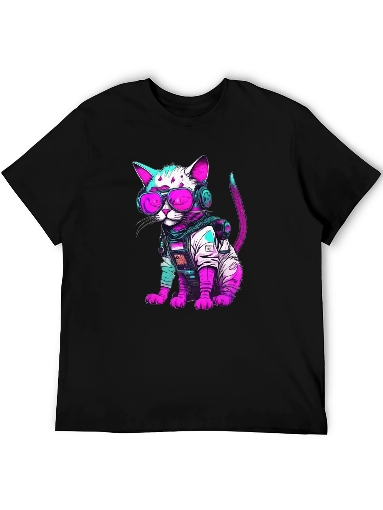 Cyberpunk Cat T-Shirt - Futuristic Feline Fashion