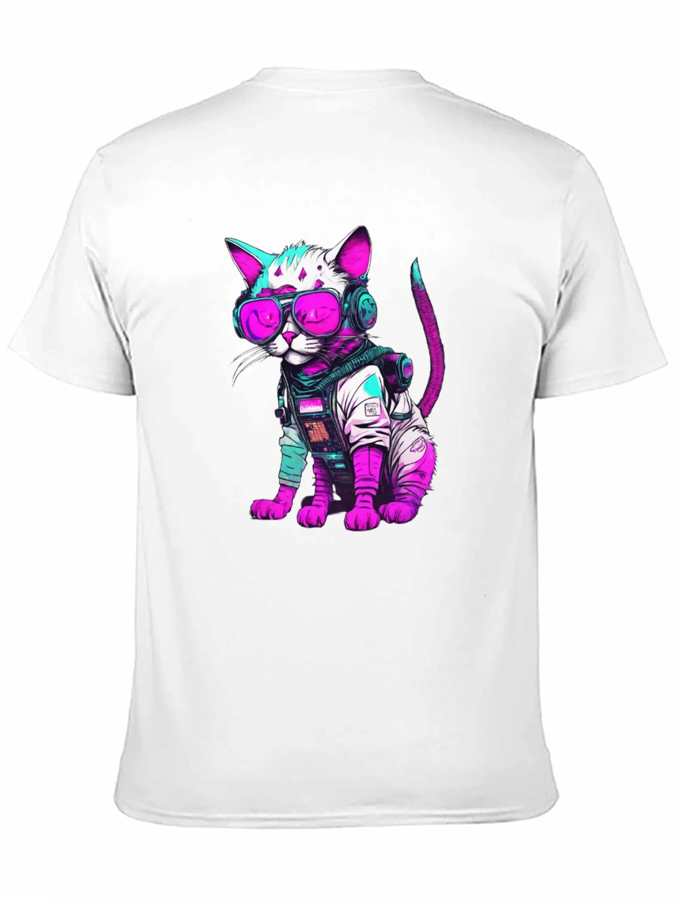 Cyberpunk Cat T-Shirt - Futuristic Feline Fashion