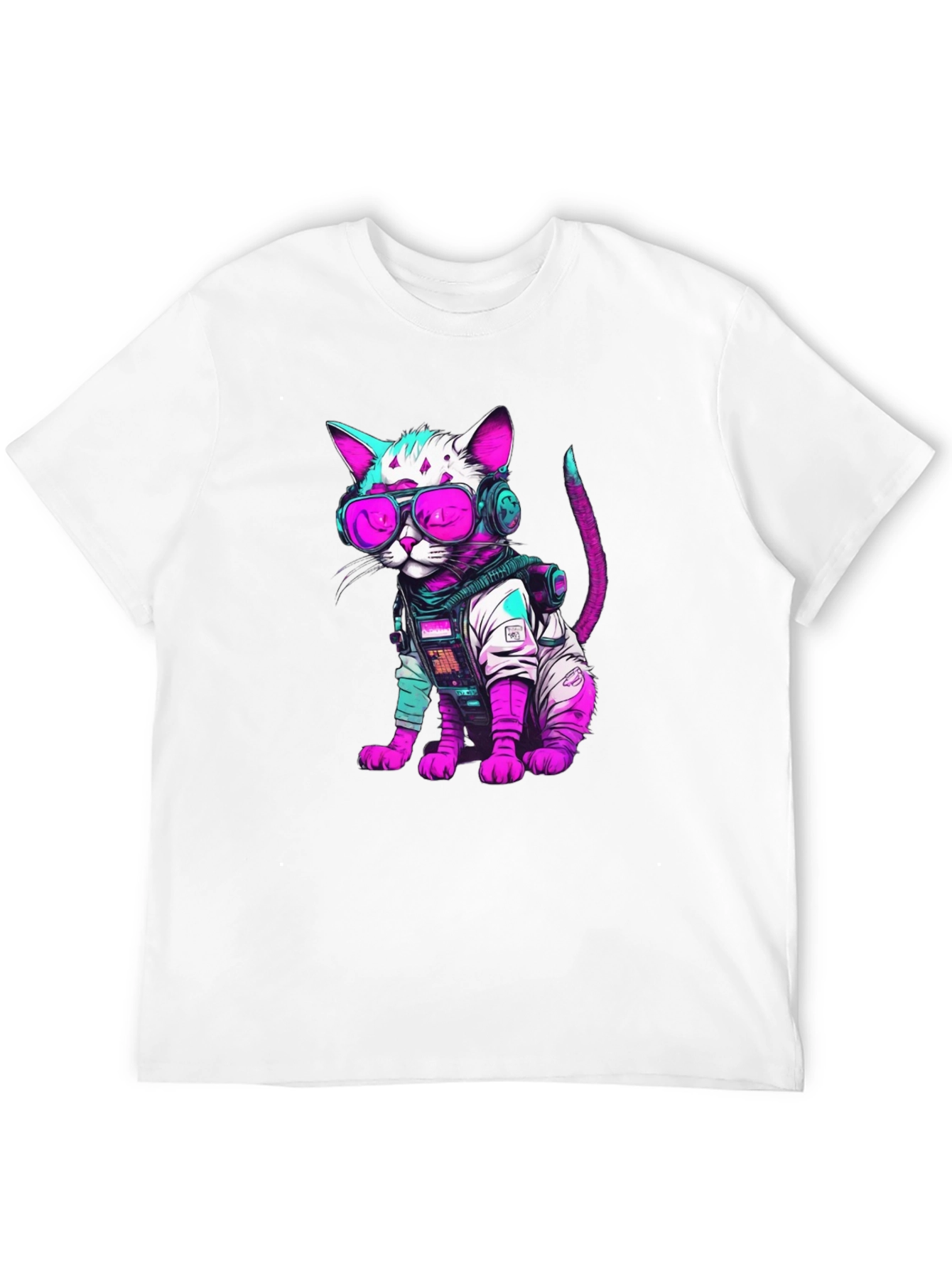 Cyberpunk Cat T-Shirt - Futuristic Feline Fashion