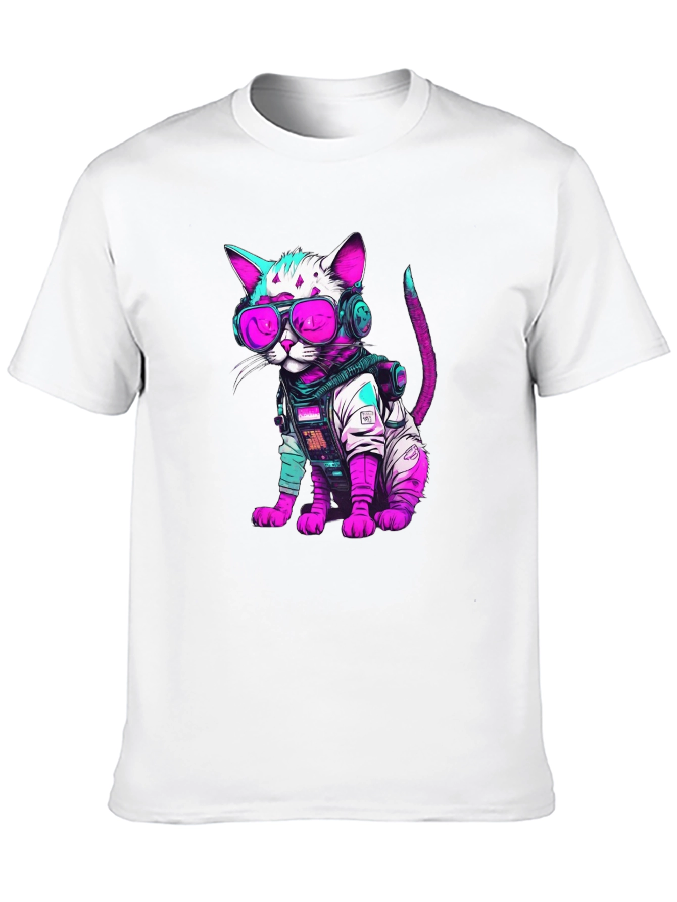 Cyberpunk Cat T-Shirt - Futuristic Feline Fashion