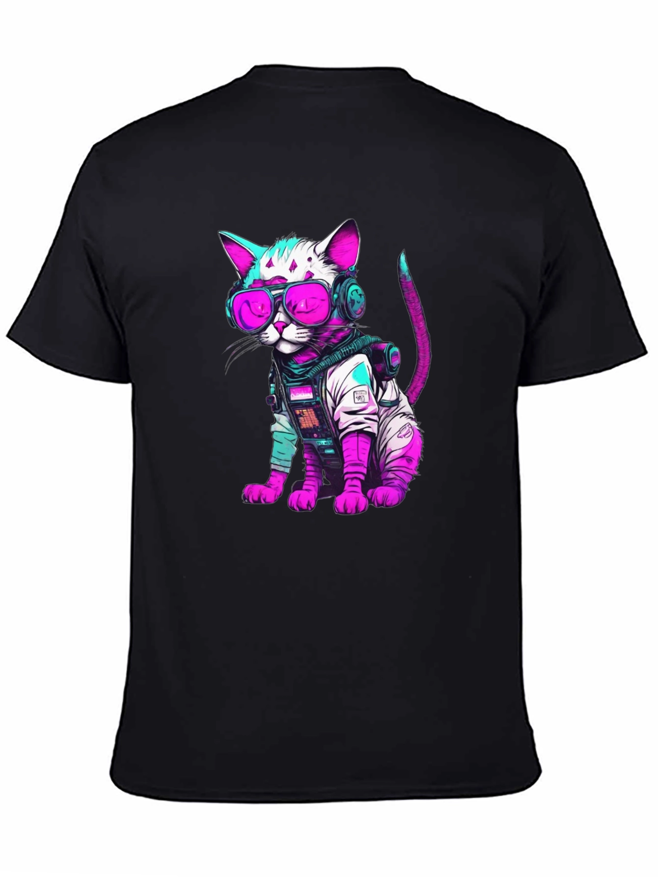 Cyberpunk Cat T-Shirt - Futuristic Feline Fashion