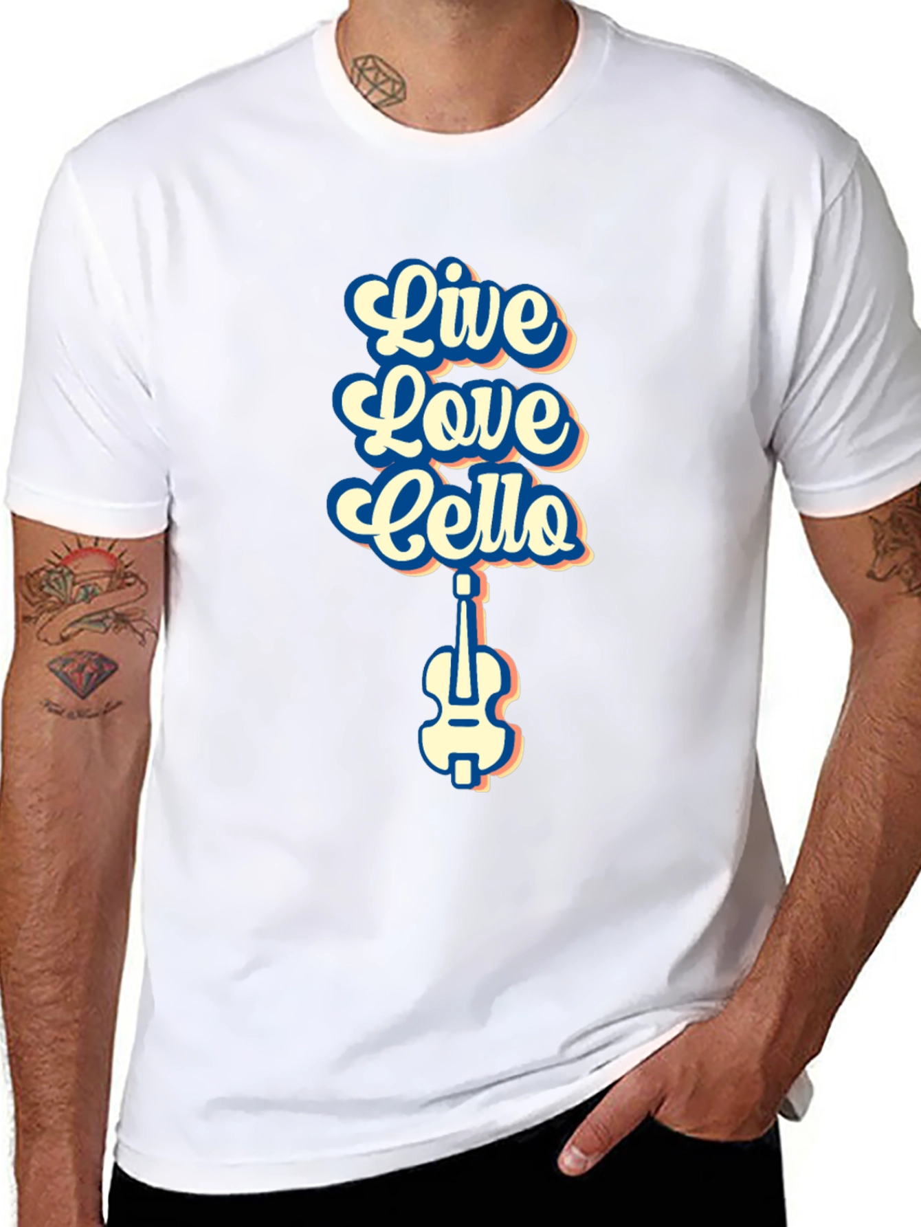 Live Love Cello Black Graphic T-Shirt