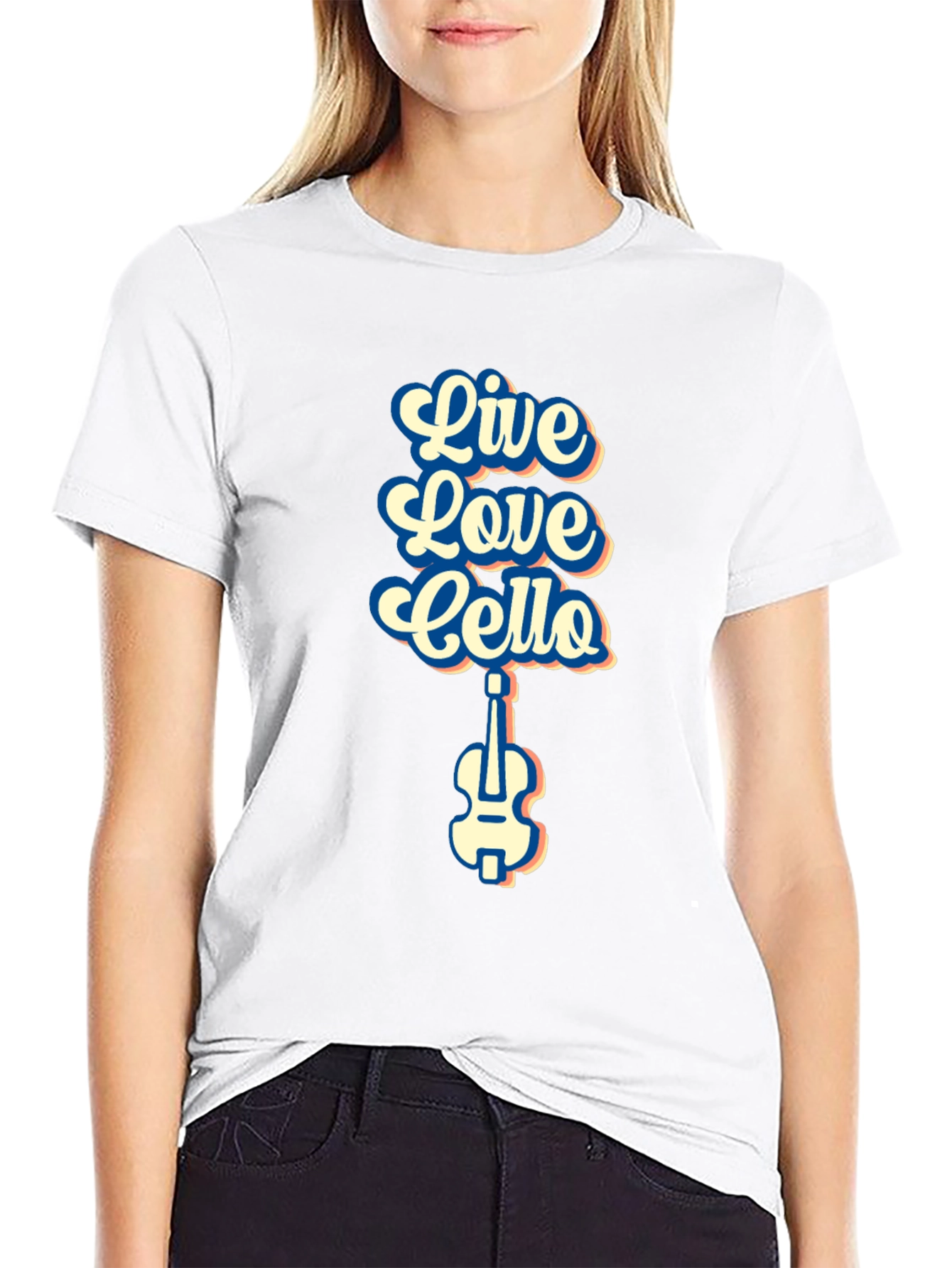 Live Love Cello Black Graphic T-Shirt