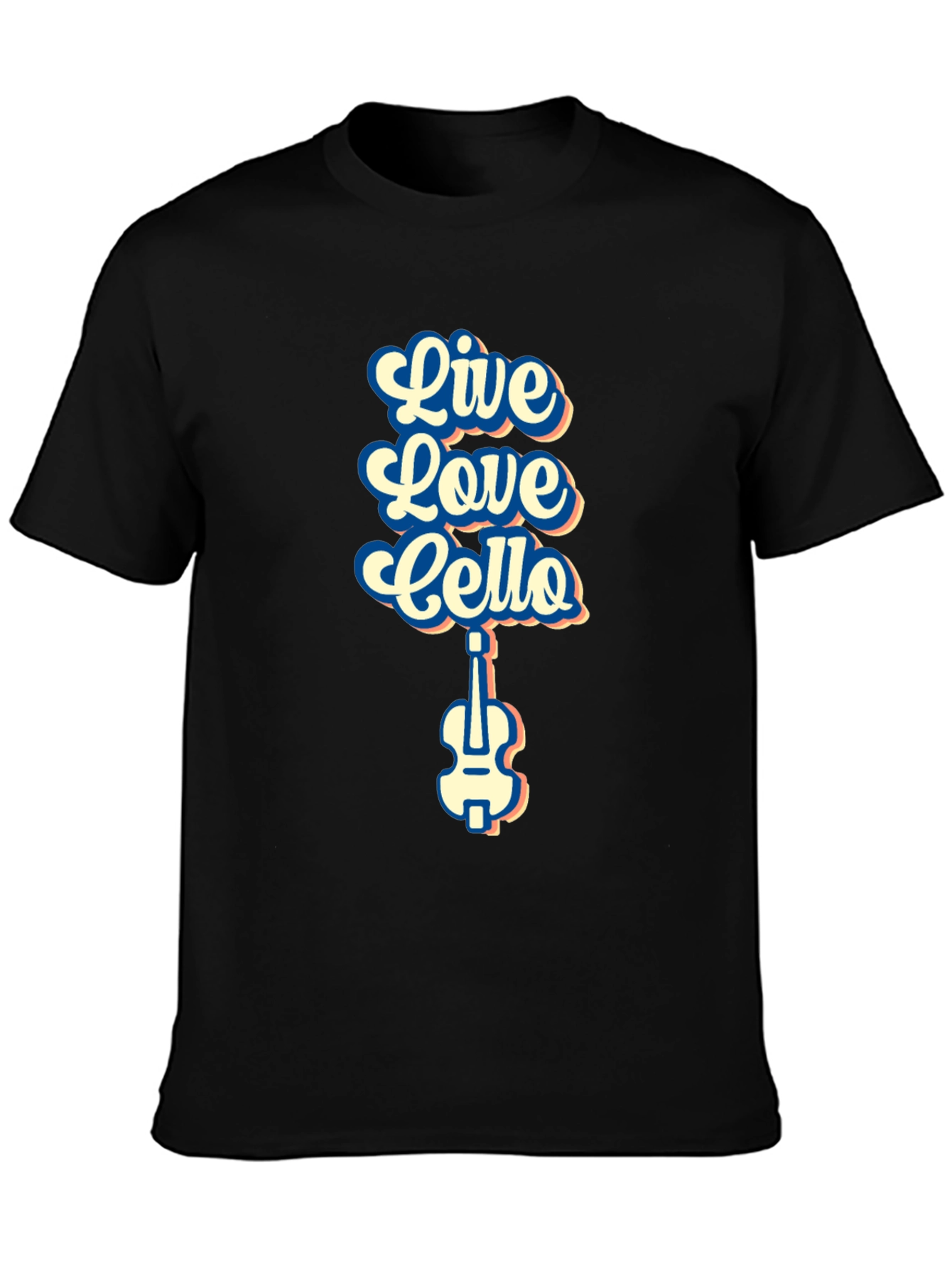 Live Love Cello Black Graphic T-Shirt