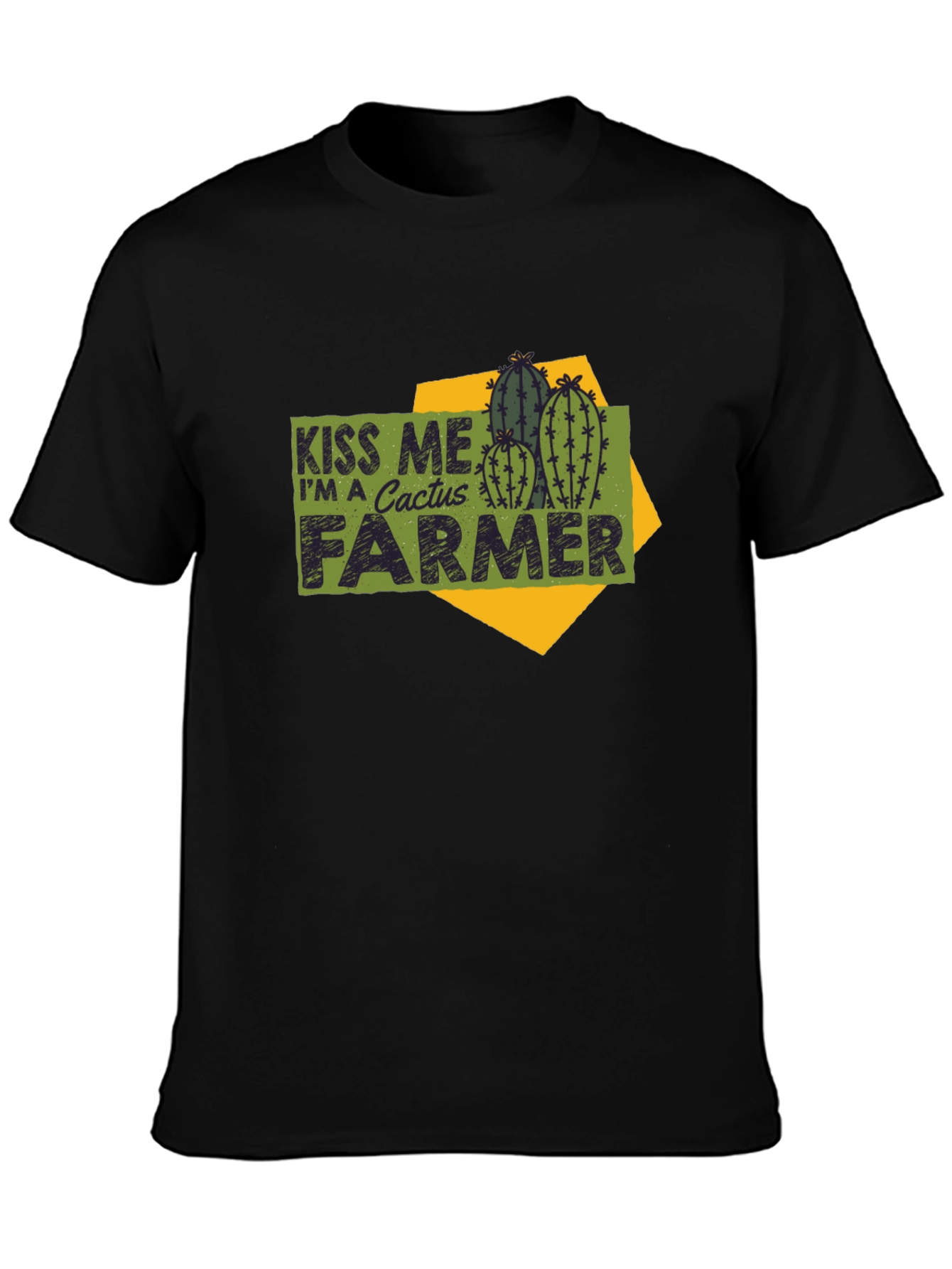 Kiss Me Cactus Farmer T-Shirt - Black