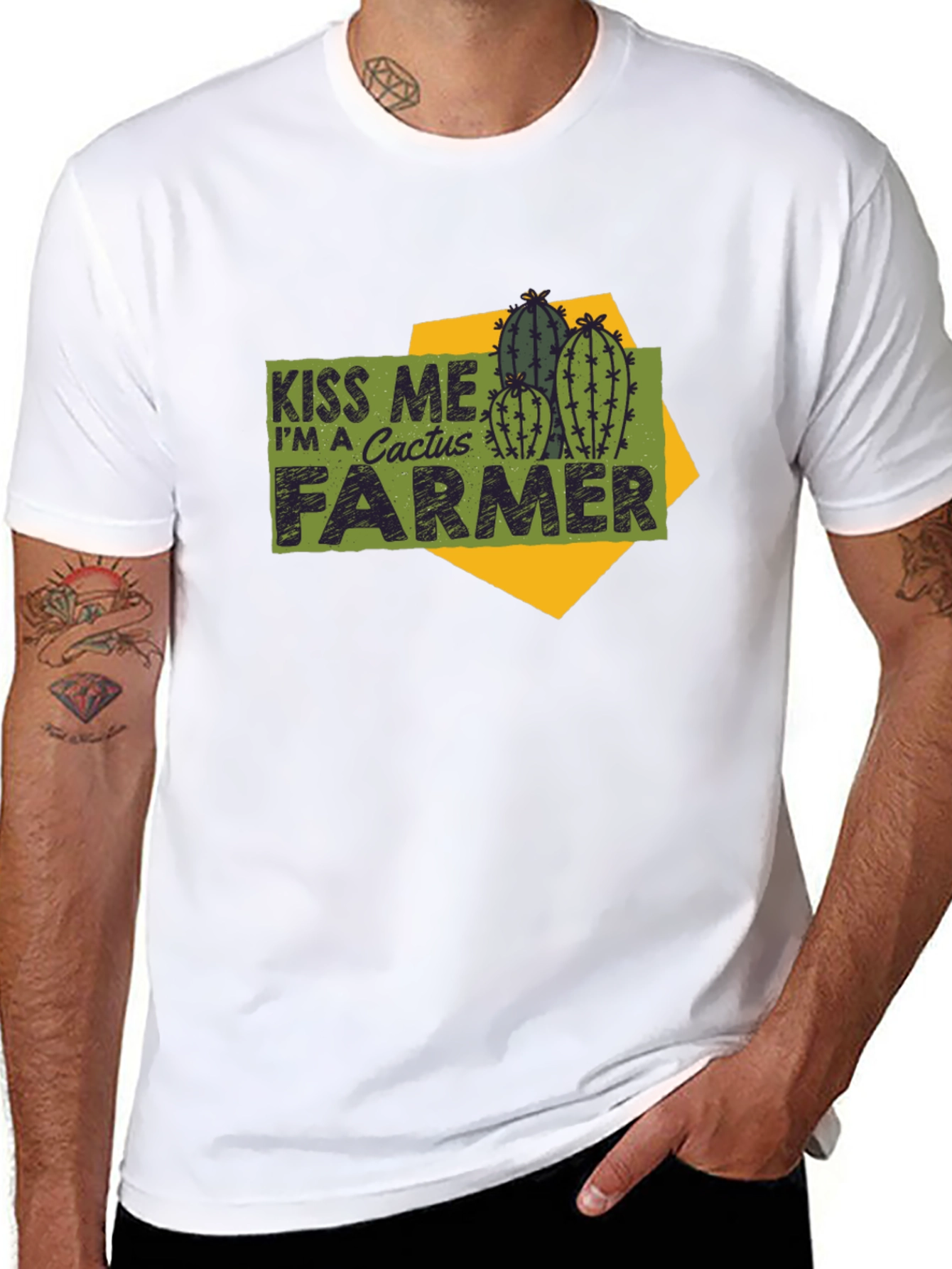 Kiss Me Cactus Farmer T-Shirt - Black