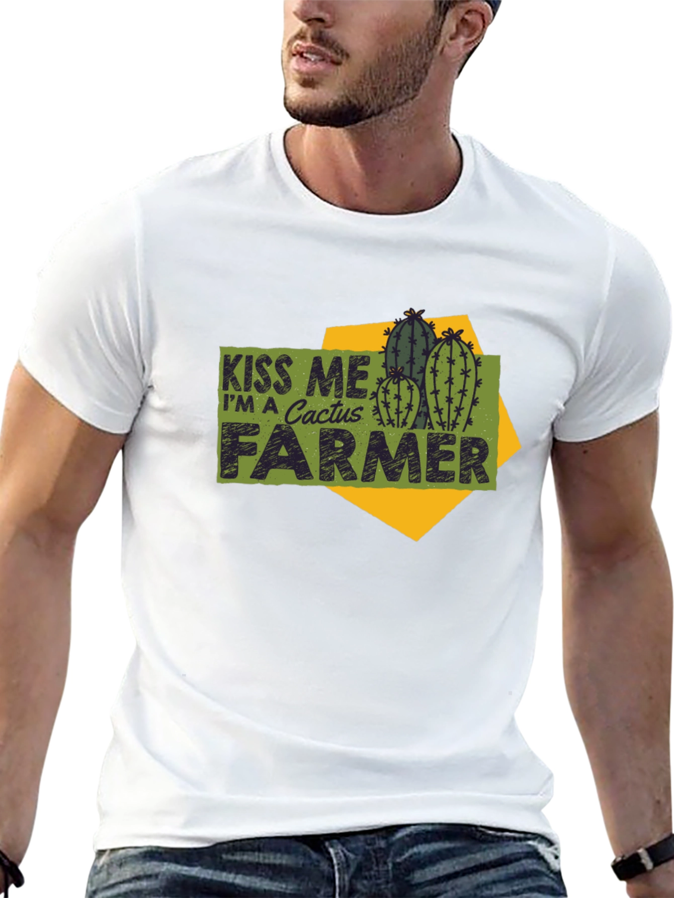 Kiss Me Cactus Farmer T-Shirt - Black