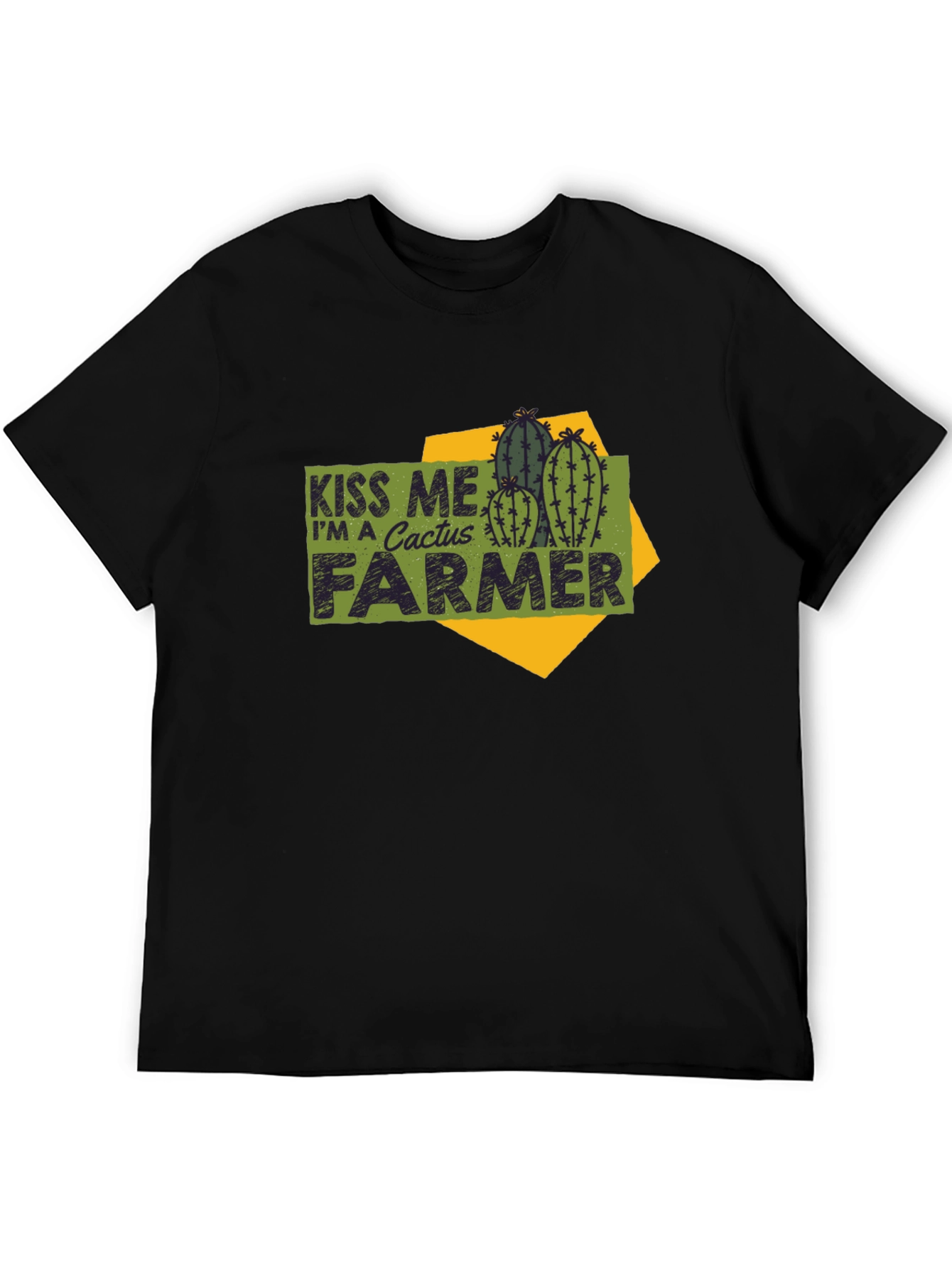 Kiss Me Cactus Farmer T-Shirt - Black