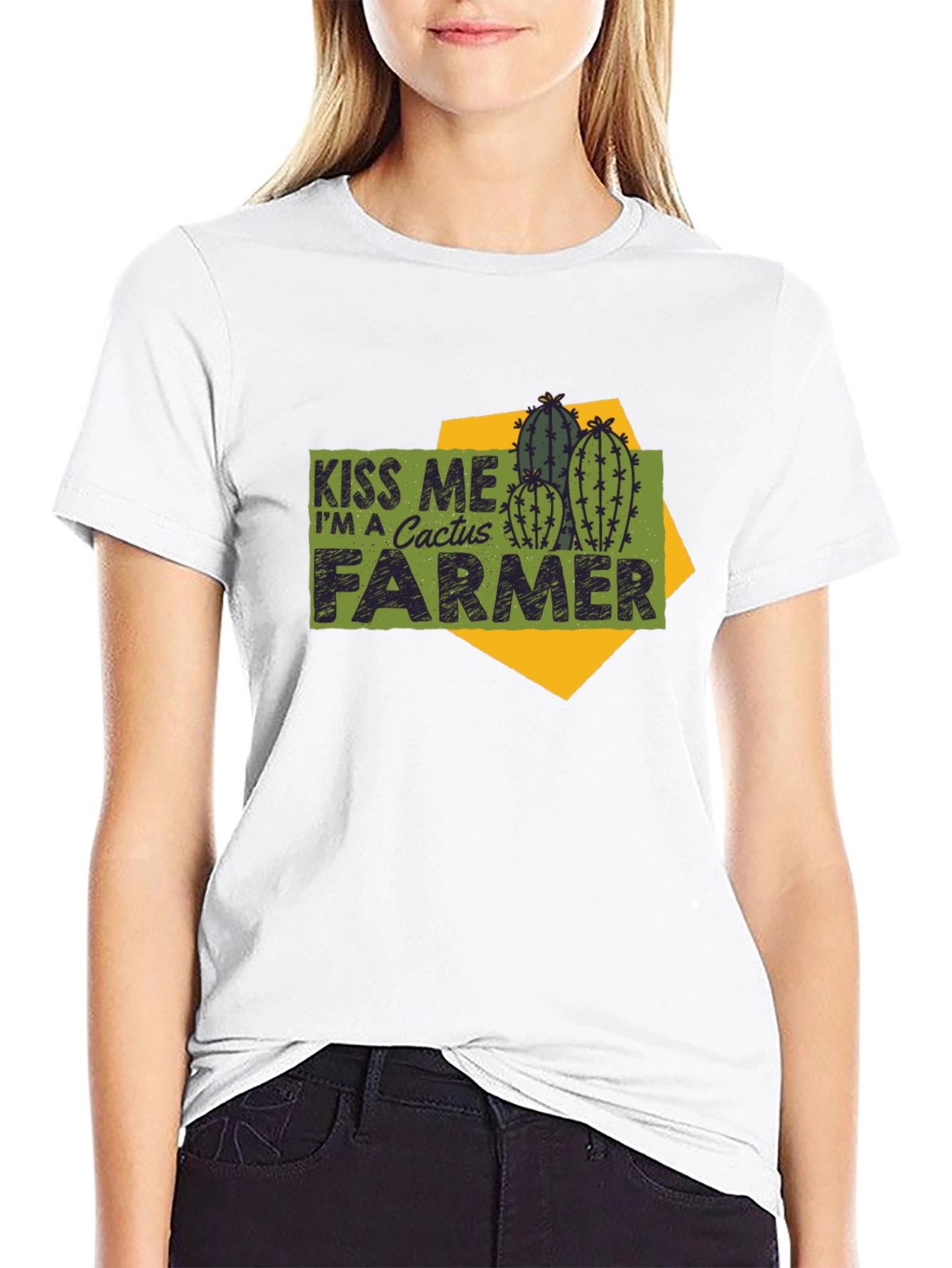 Kiss Me Cactus Farmer T-Shirt - Black