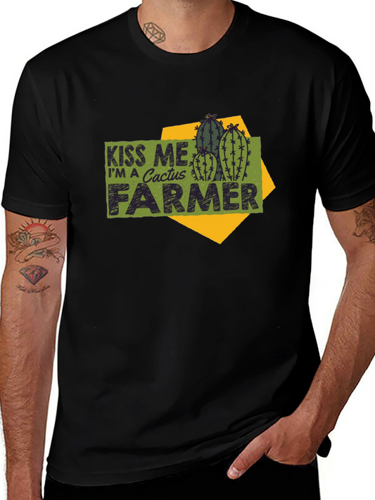 Kiss Me Cactus Farmer T-Shirt - Black