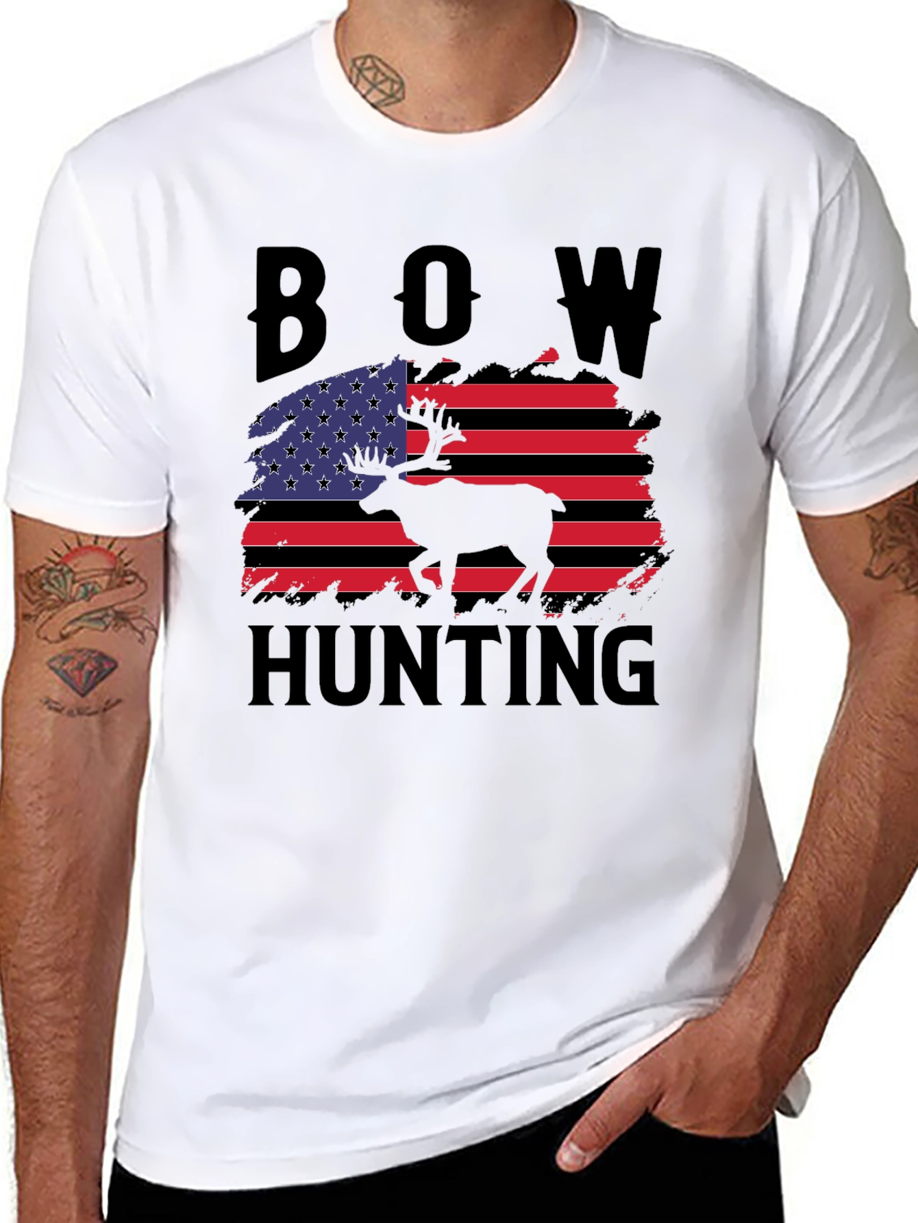 Bow Hunting USA Flag Graphic T-Shirt