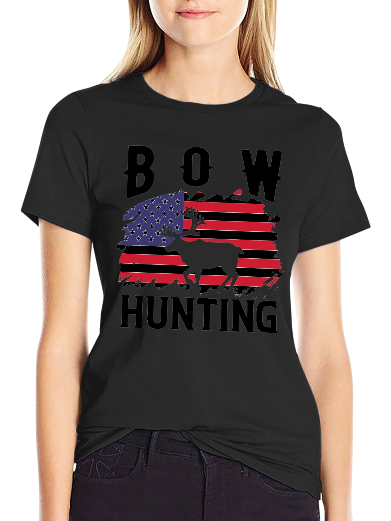 Bow Hunting USA Flag Graphic T-Shirt