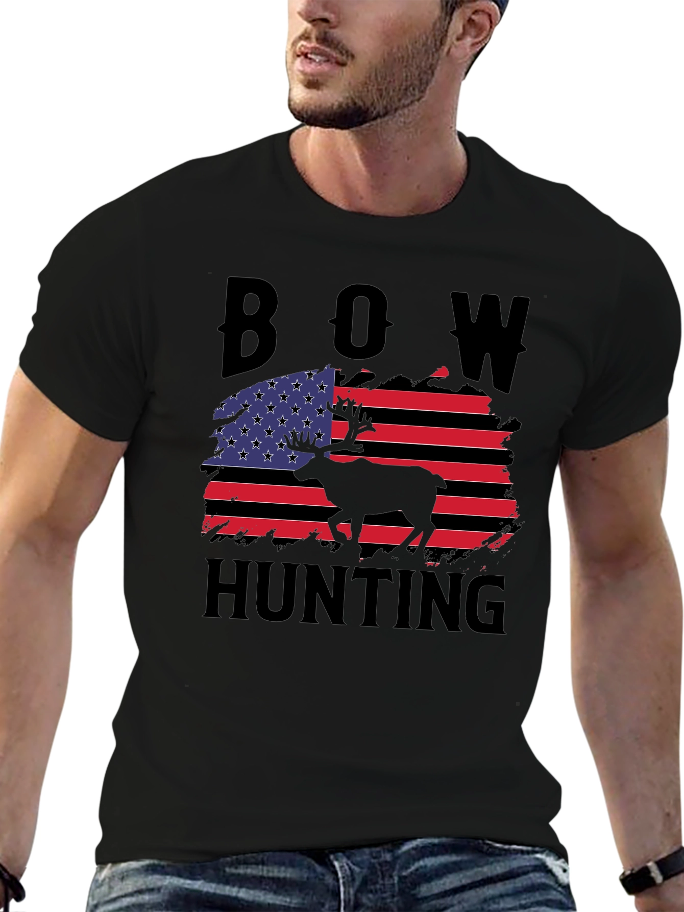 Bow Hunting USA Flag Graphic T-Shirt