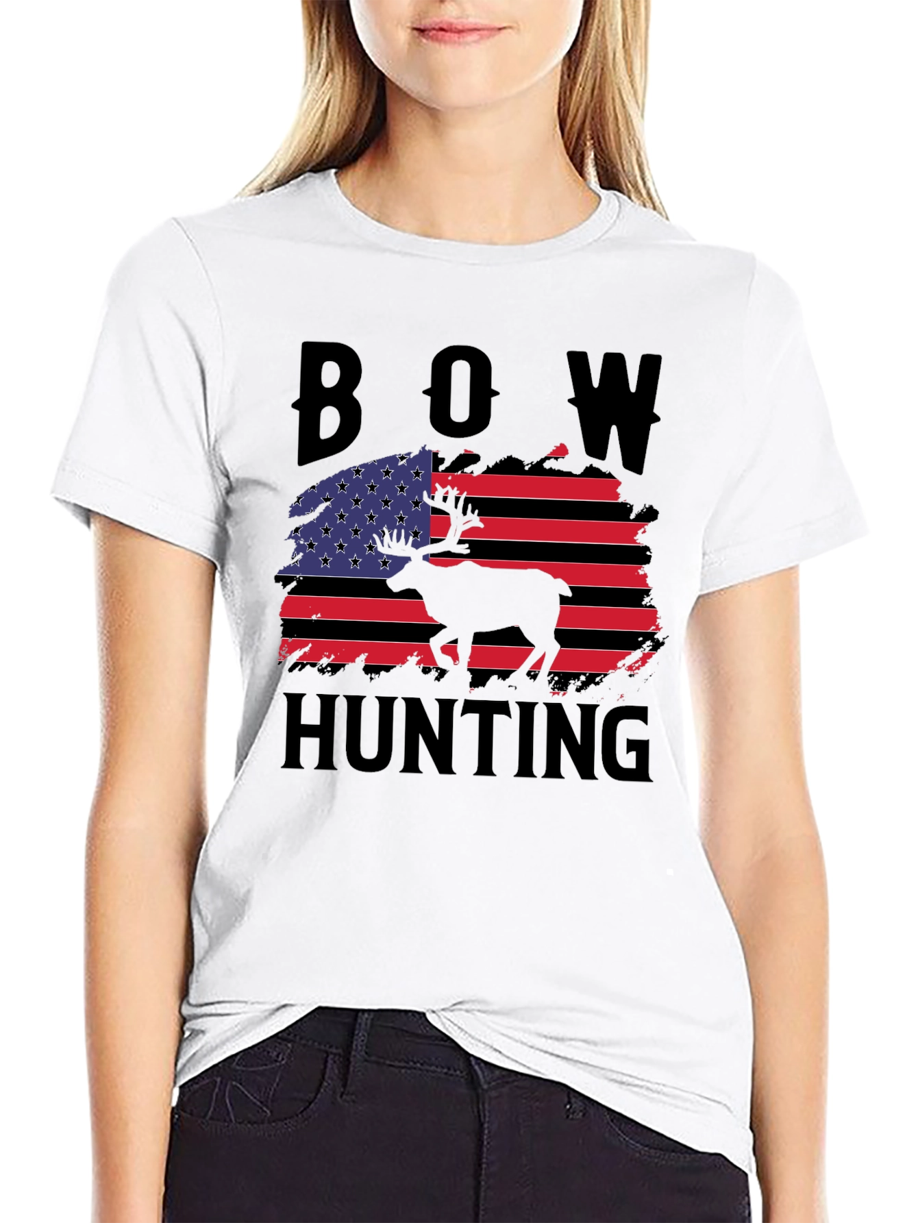 Bow Hunting USA Flag Graphic T-Shirt