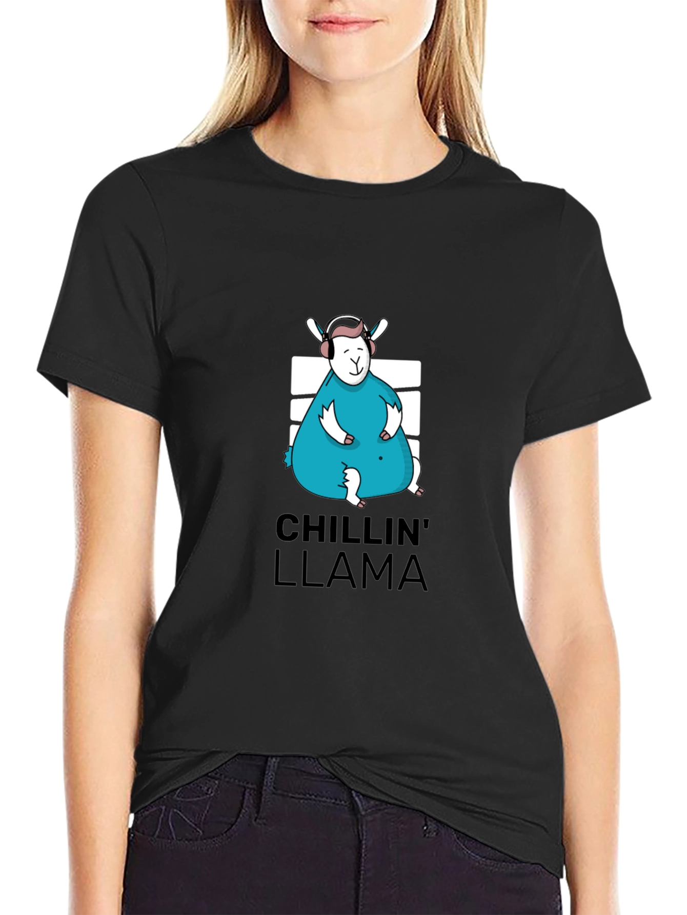 Chillin Llama Graphic Tee - Black