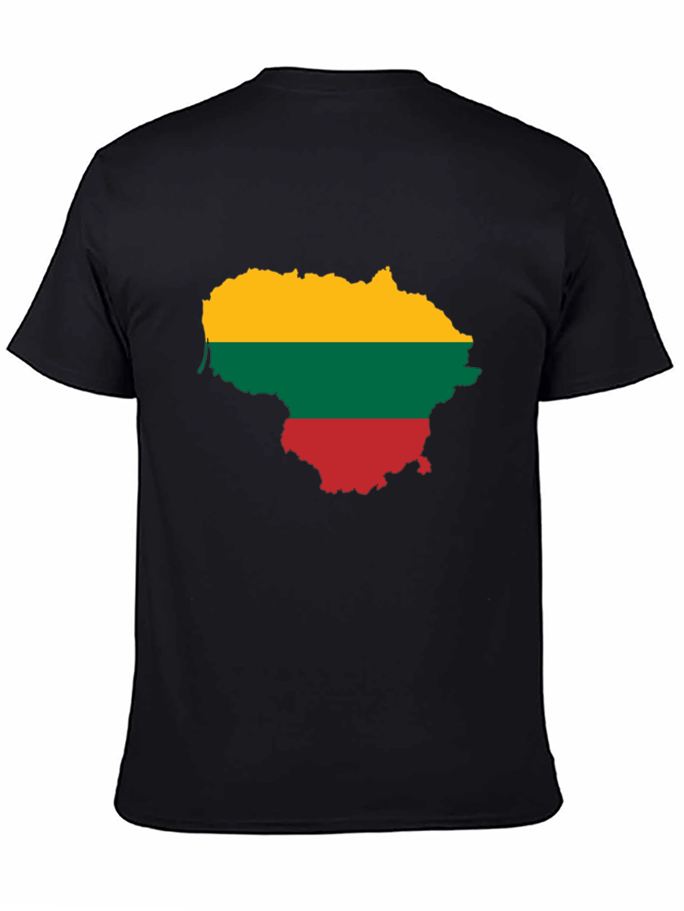 Lithuania Flag Map Graphic Tee - Black Casual Shirt