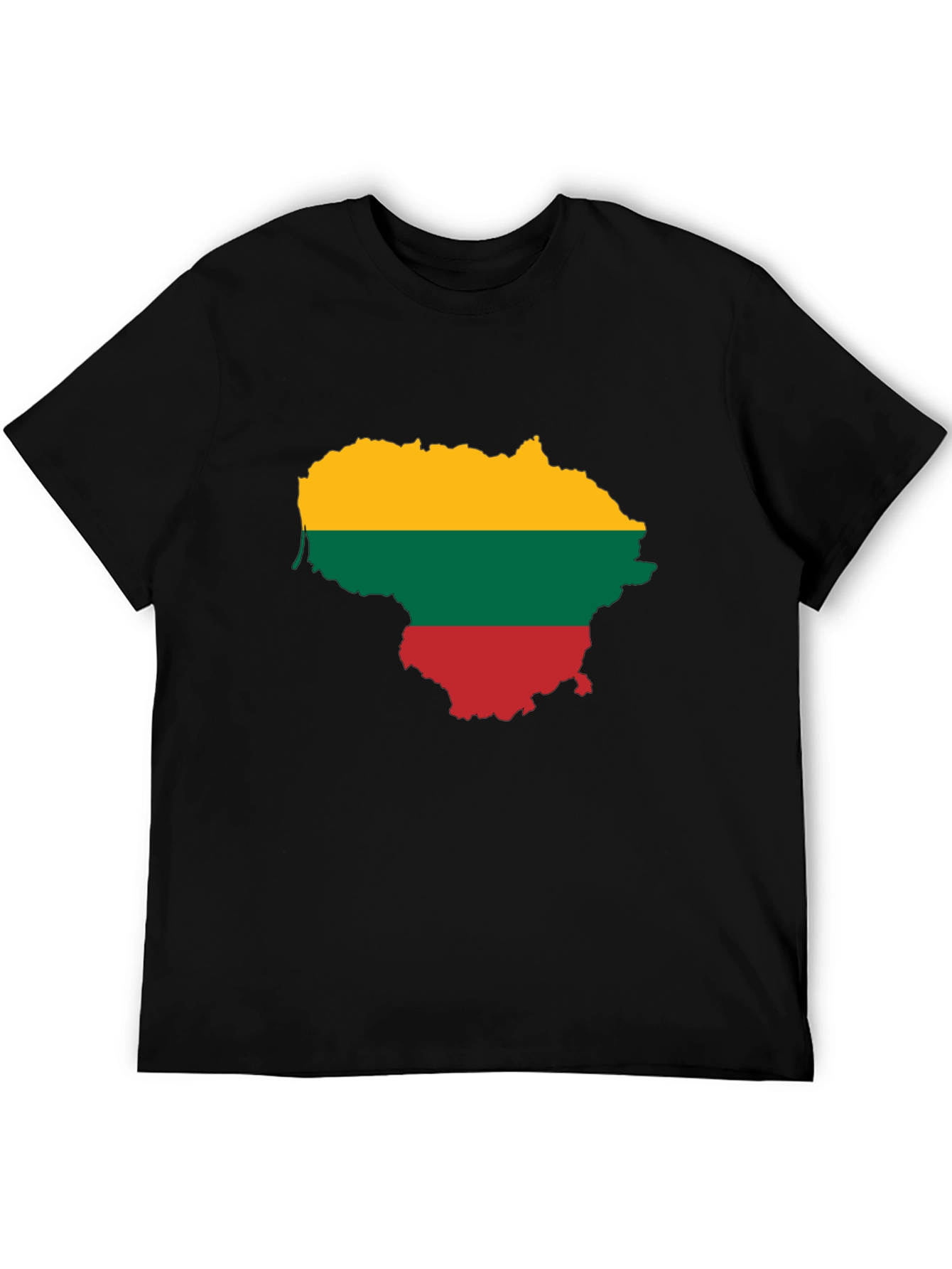 Lithuania Flag Map Graphic Tee - Black Casual Shirt