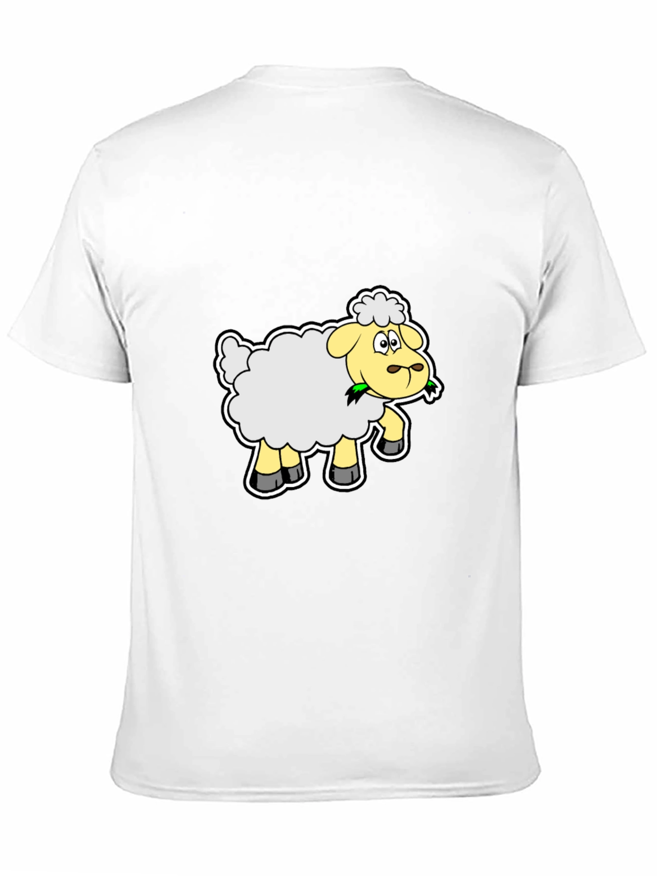 Cartoon Sheep Graphic Tee - Black Cotton Shirt