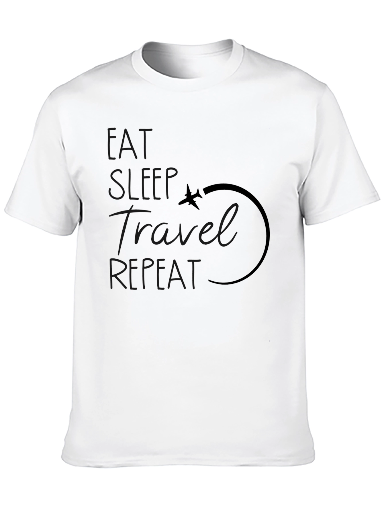Eat Sleep Travel Repeat Black Graphic T-Shirt